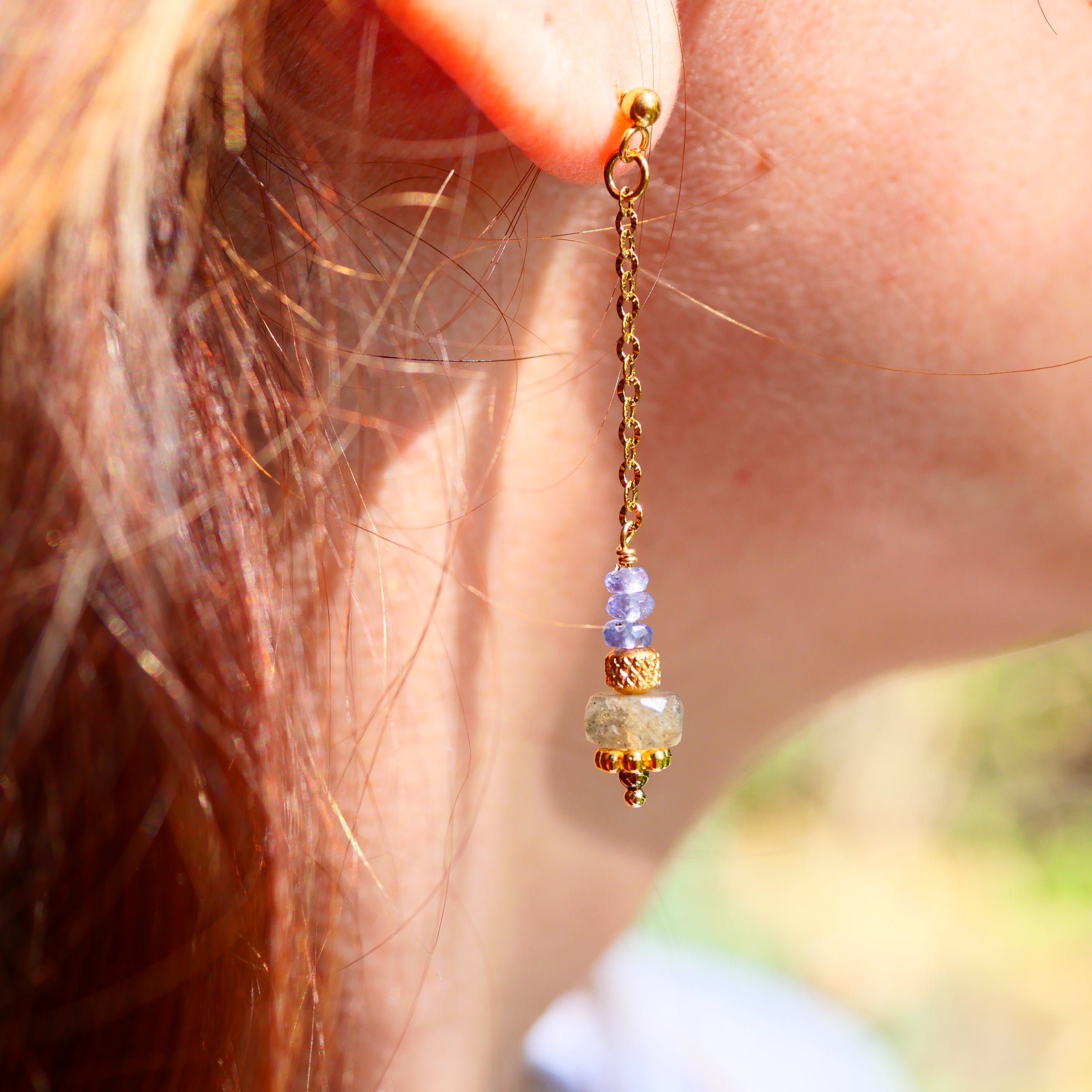 Labradorite earrings GINANDGER Grey