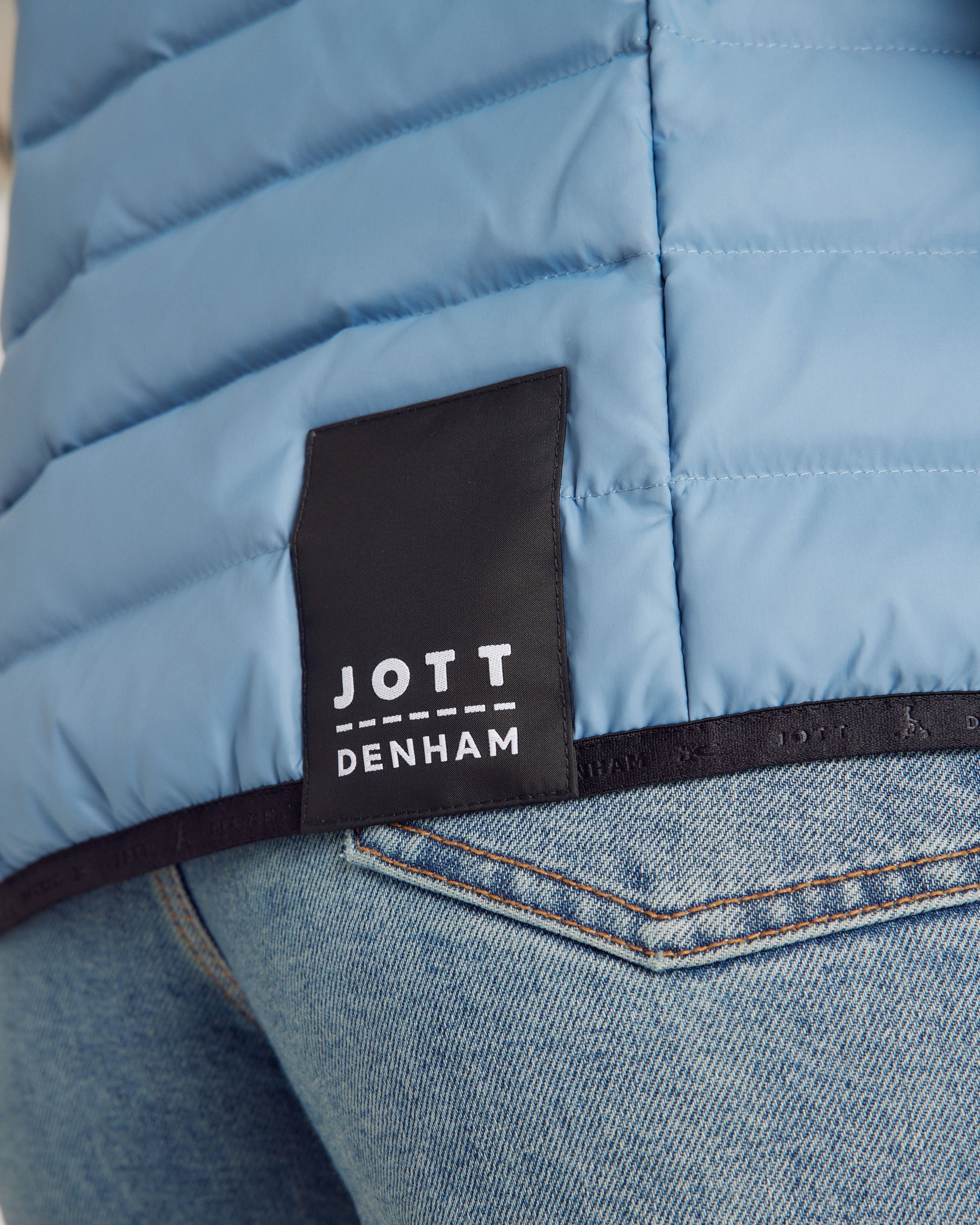 Lightweight down jacket with denim details flight wnw jott x denham JOTT Blue