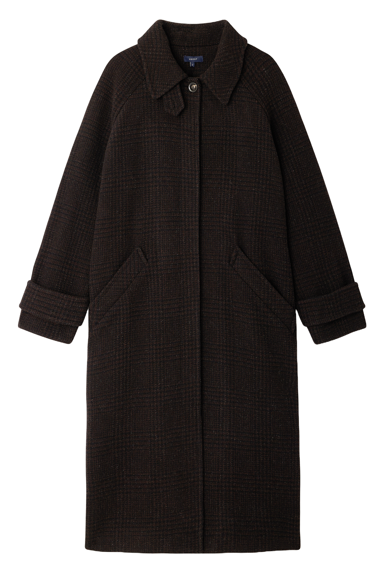 Manteau oversize en laine imprimé SOEUR Marron