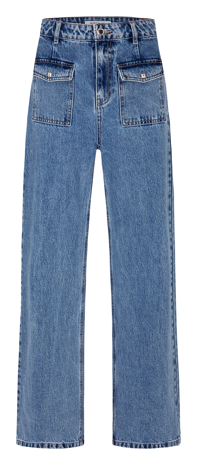 High-rise wide-leg cotton jeans MORGAN Blue