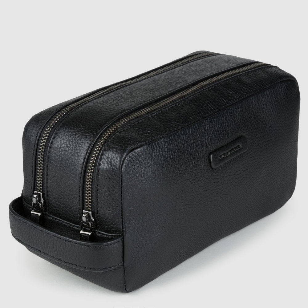Leather toiletry bag PIQUADRO Black