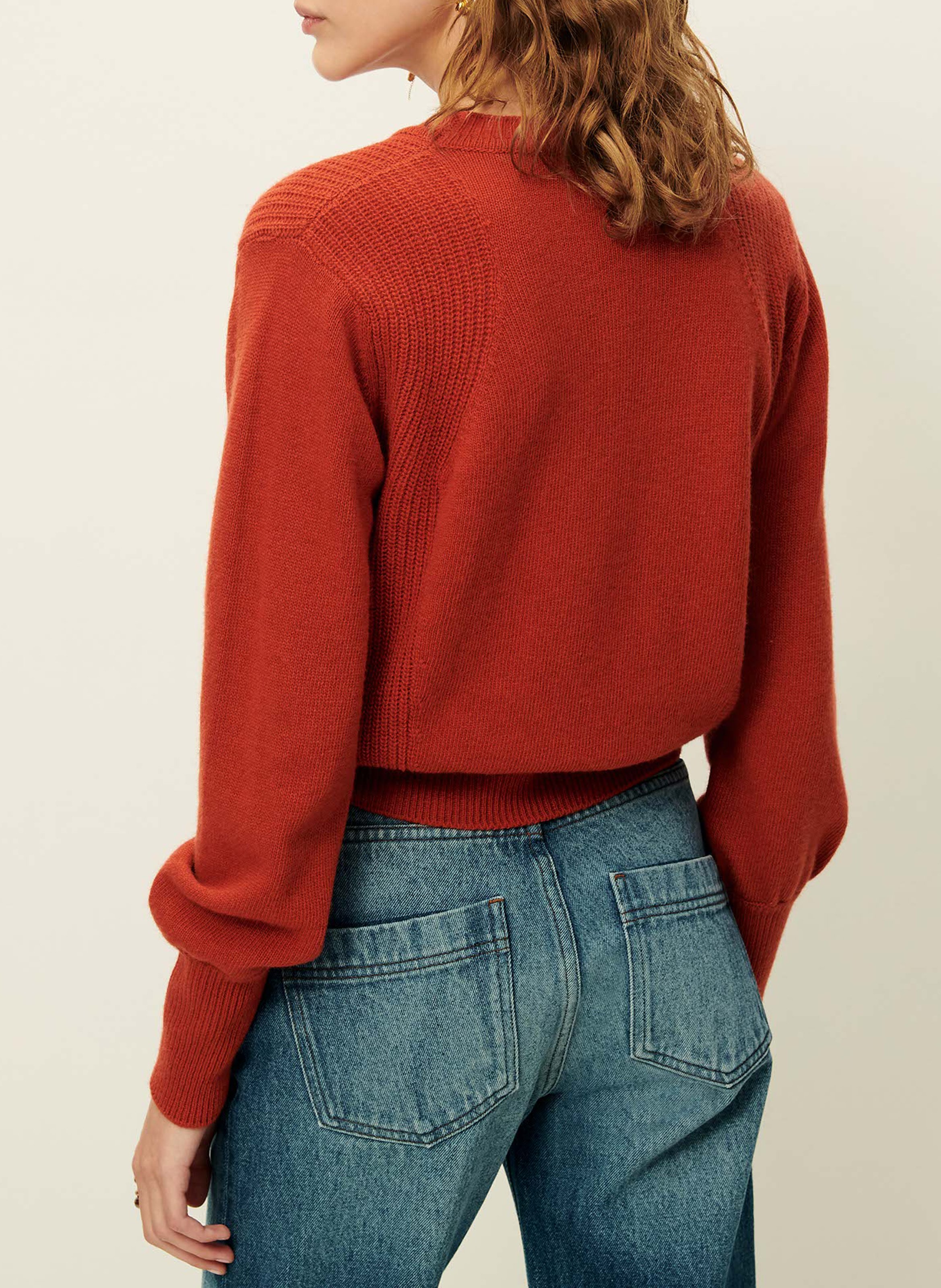 Straight round-neck wool sweater SESSUN Red