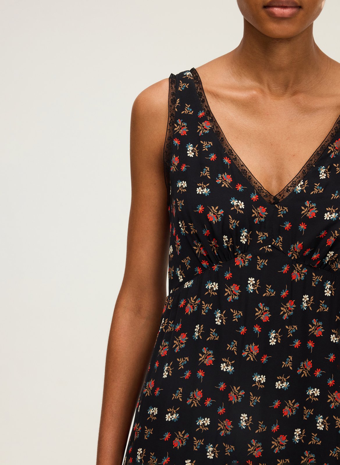 V-neck long printed dress PABLO Black