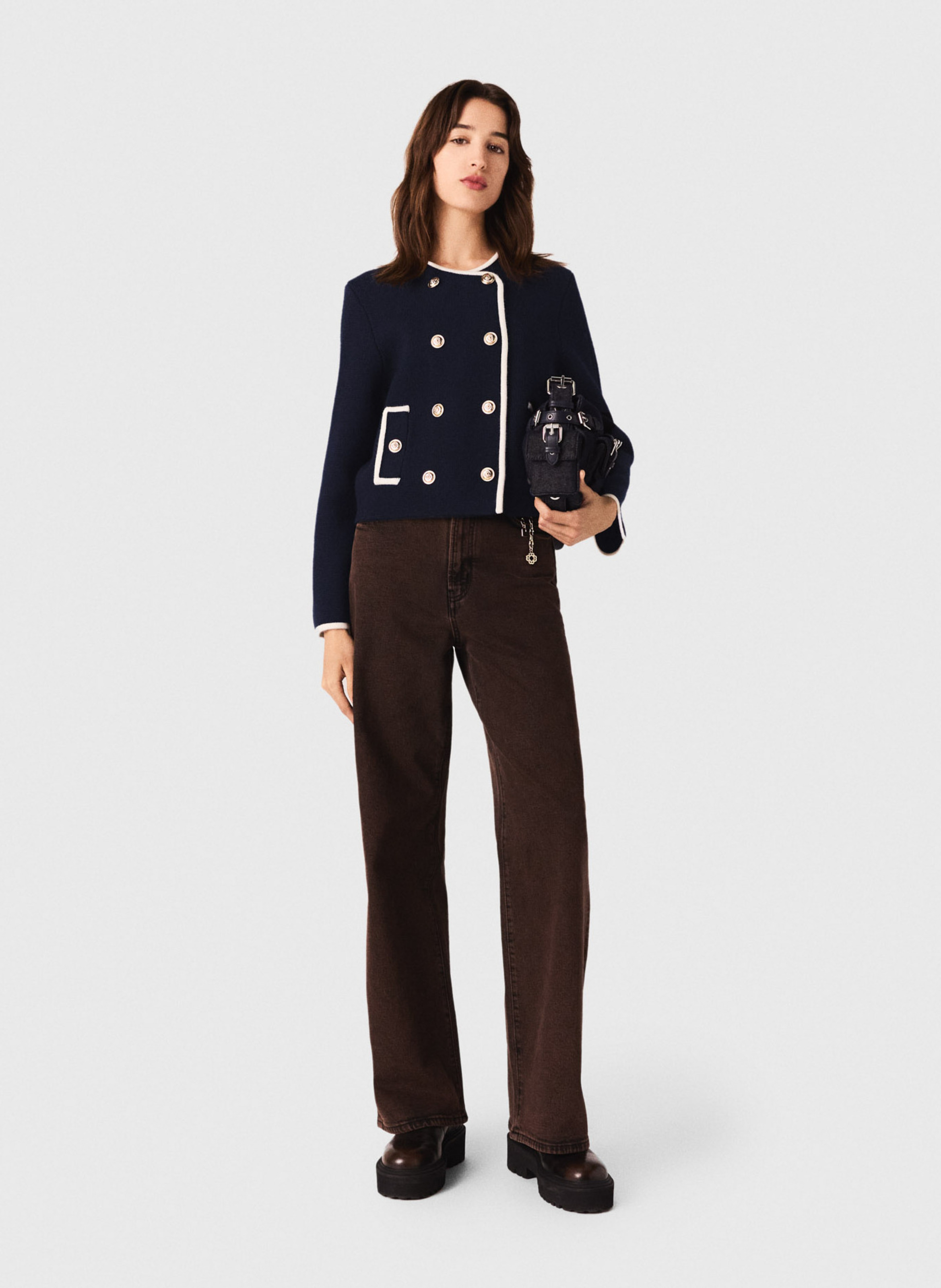 Cardigan met ronde hals MAJE Blauw