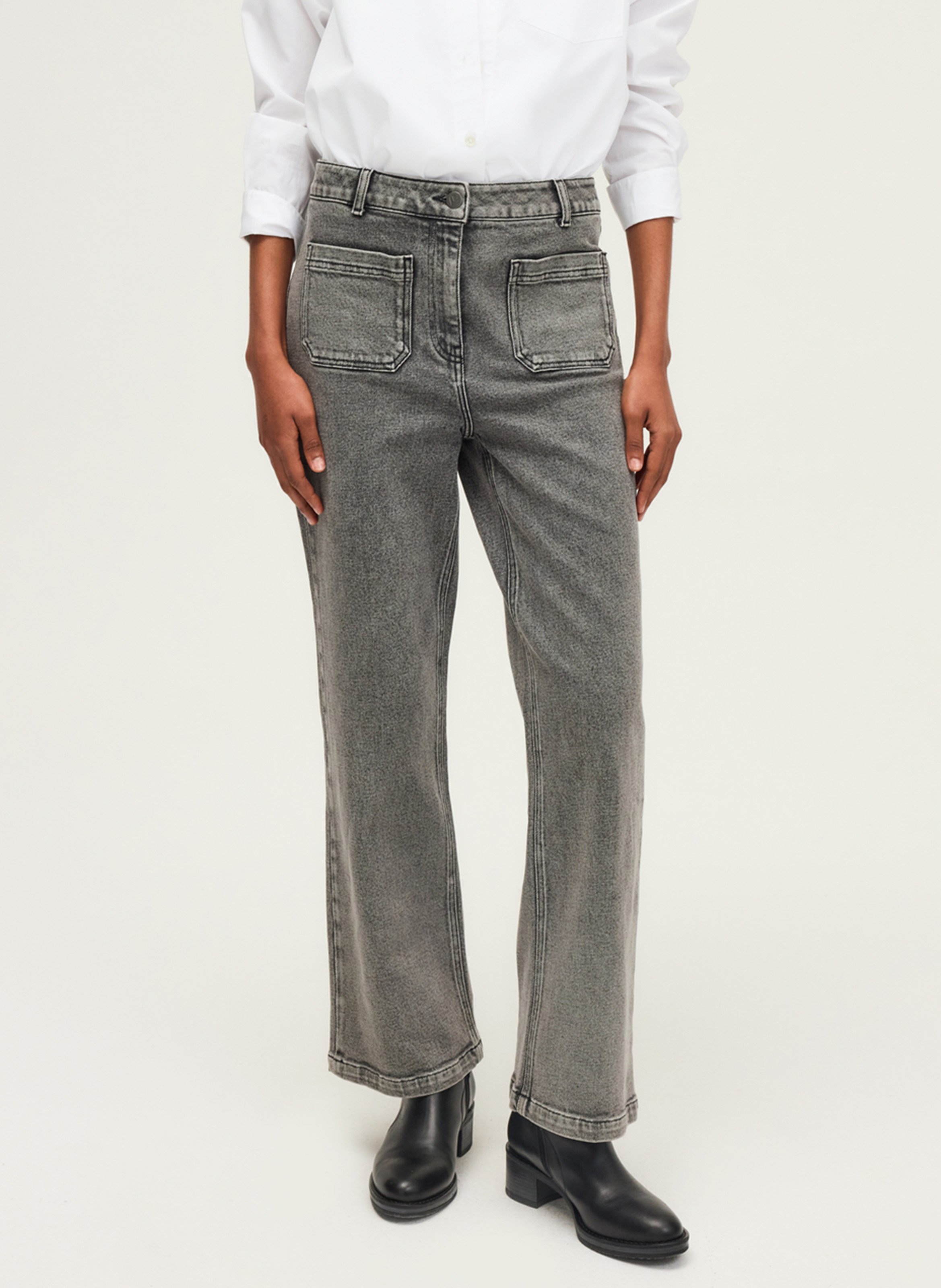 Cotton-blend straight jeans PABLO Grey