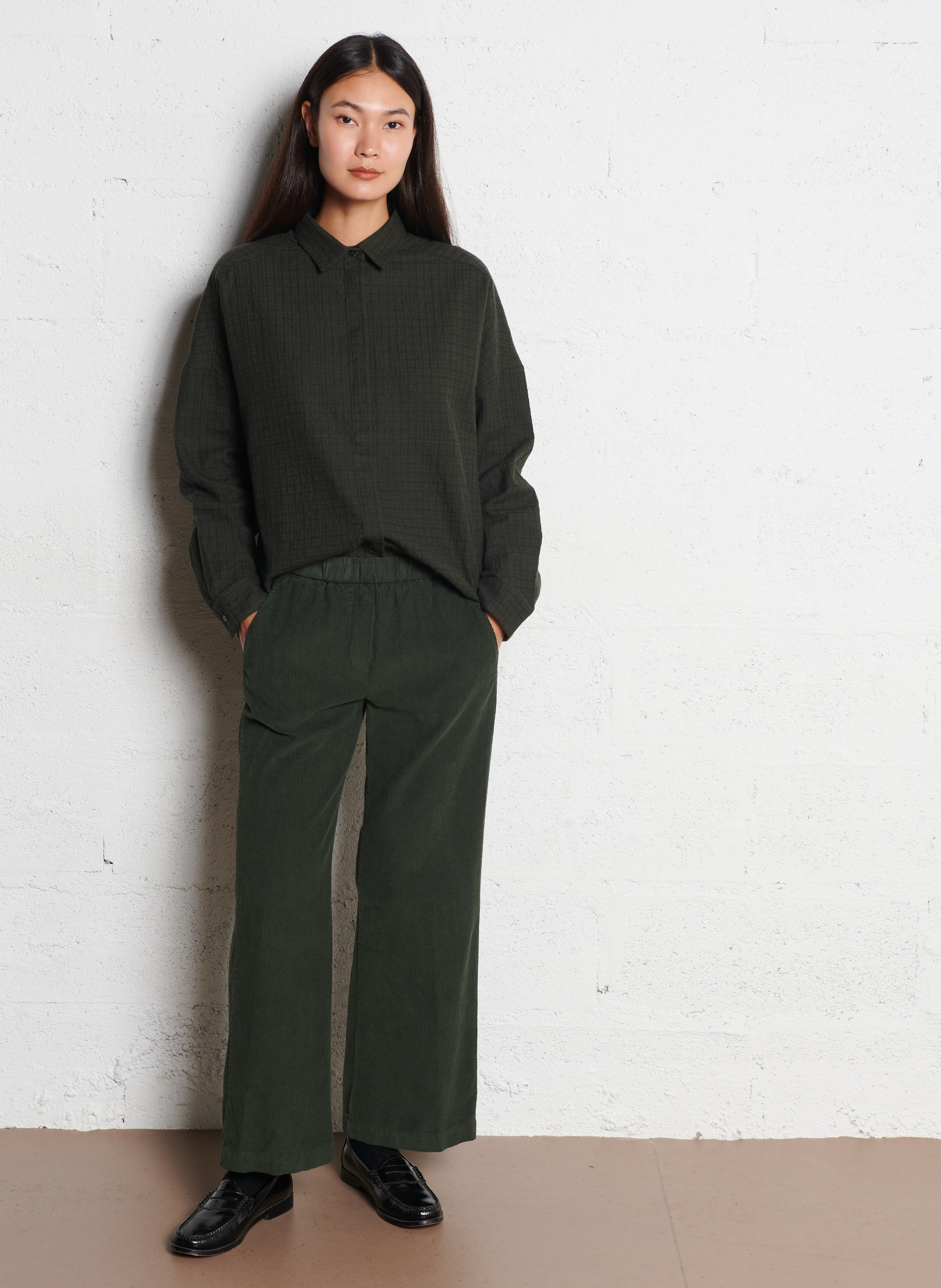 Chemise oversize en coton et en laine mélangée POMANDERE Multicolore