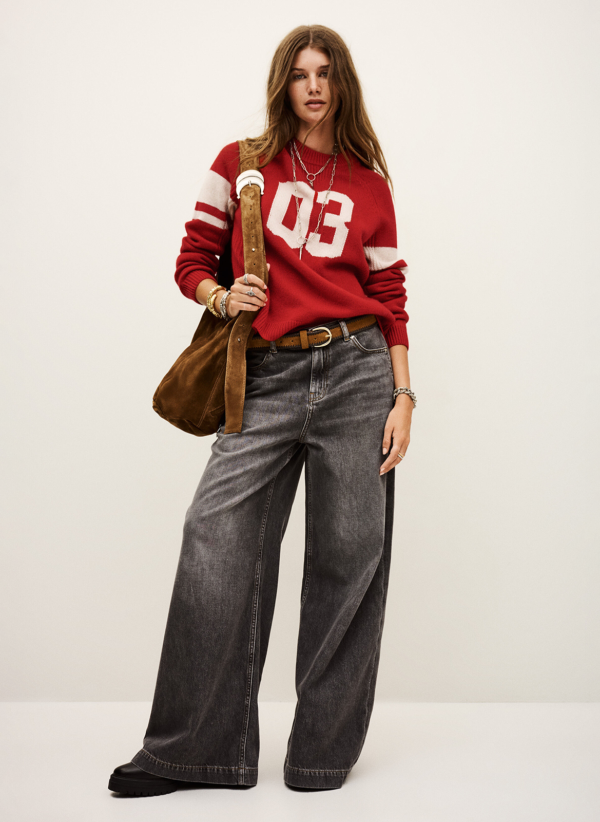 Pull droit col rond en cachemire BA&SH Rouge