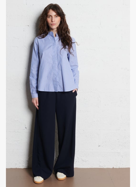 Elasticated Wide Leg Trousers | Blue by RUE DE TOKYO Elasticated Wide Leg Trousers Blue