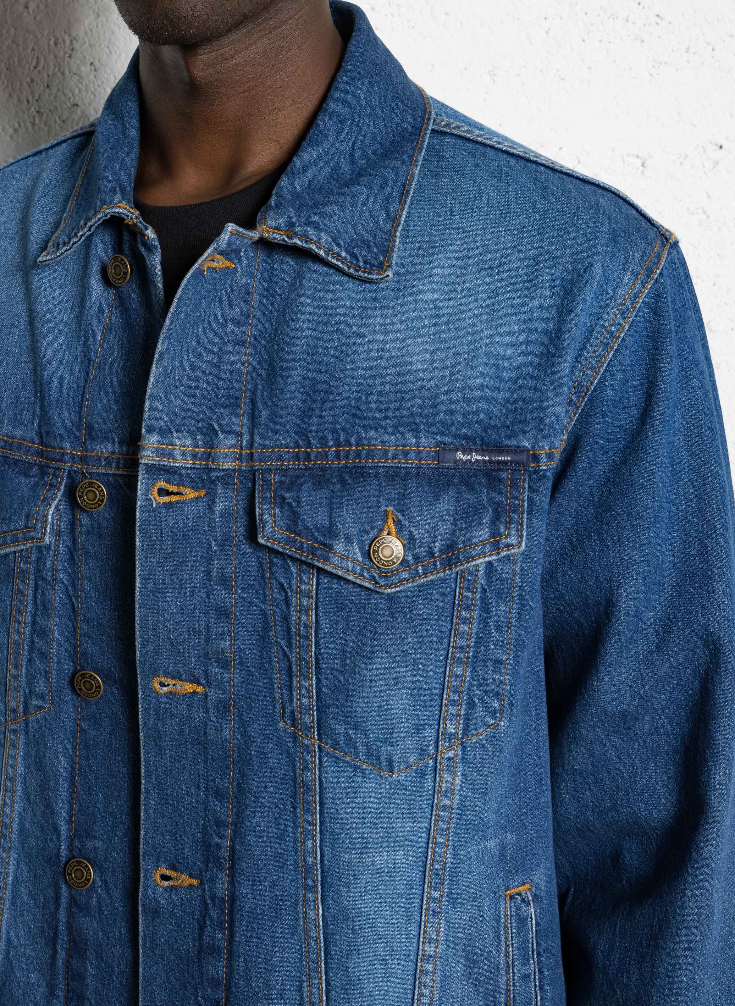 Veste droite en coton PEPE JEANS Bleu