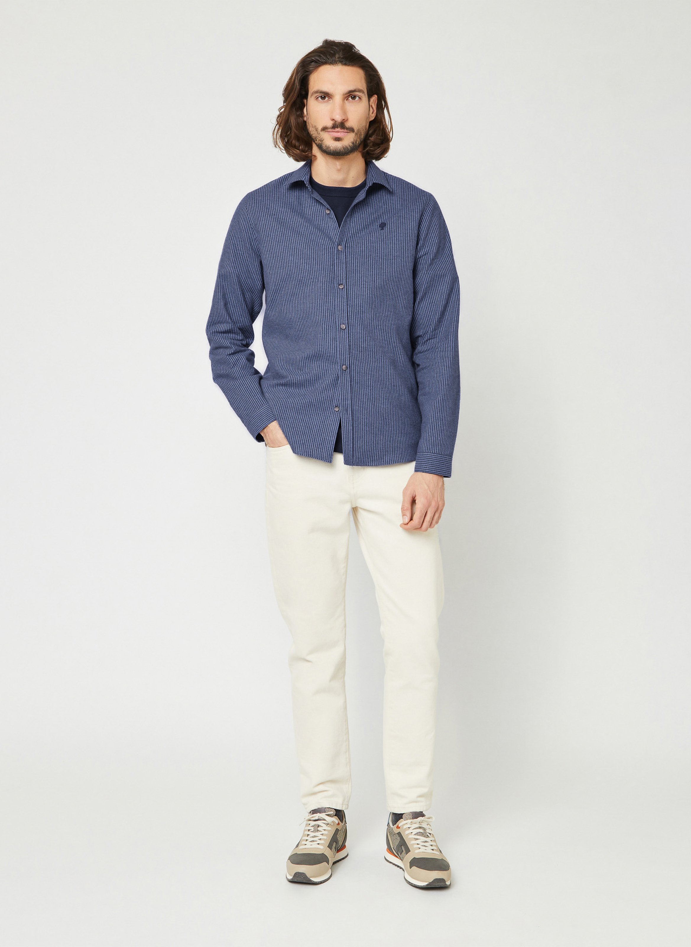 Chemise col classique en coton FAGUO Bleu