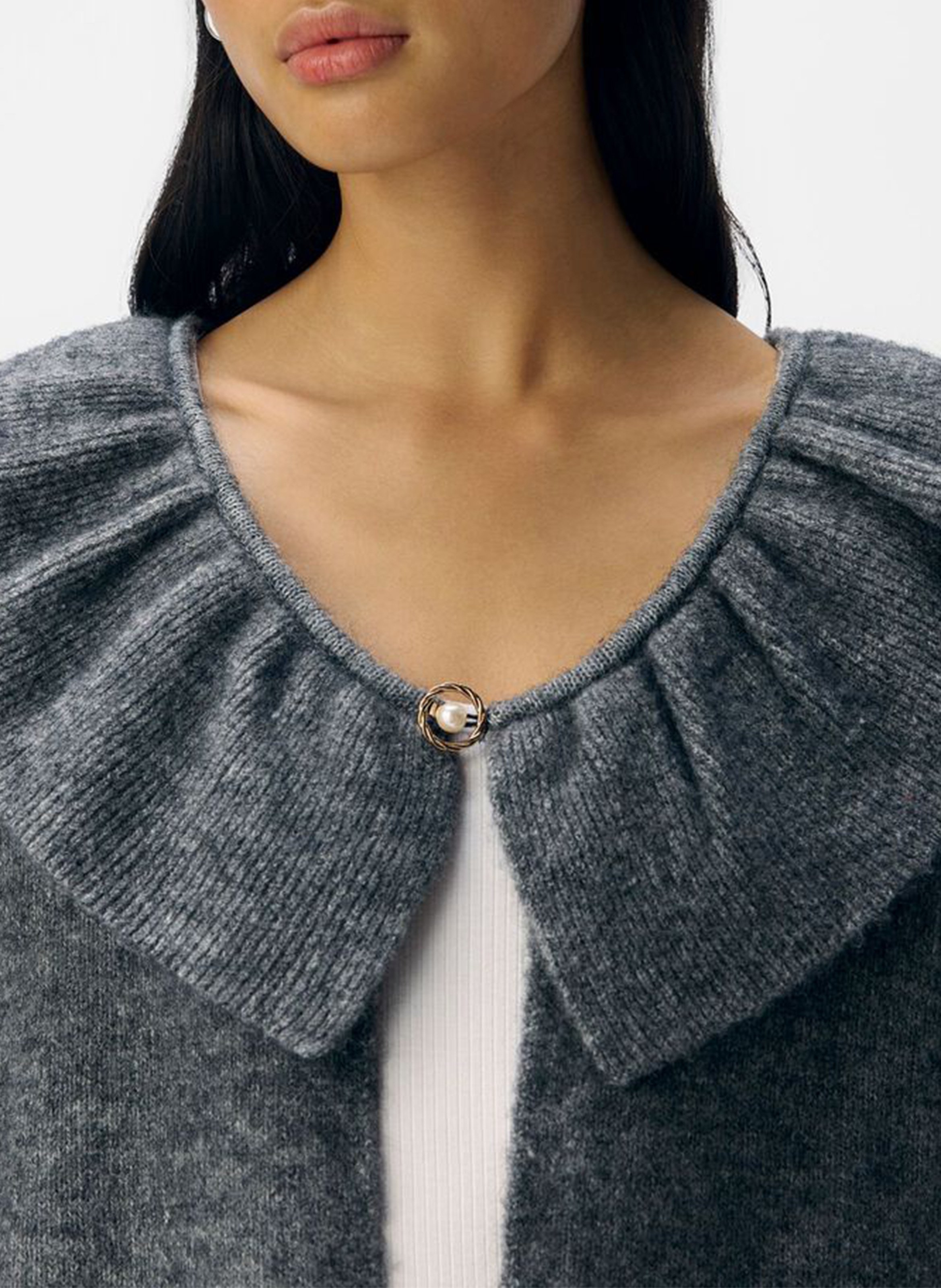 Recht gebreid vest met ronde hals OBJECT Grijs