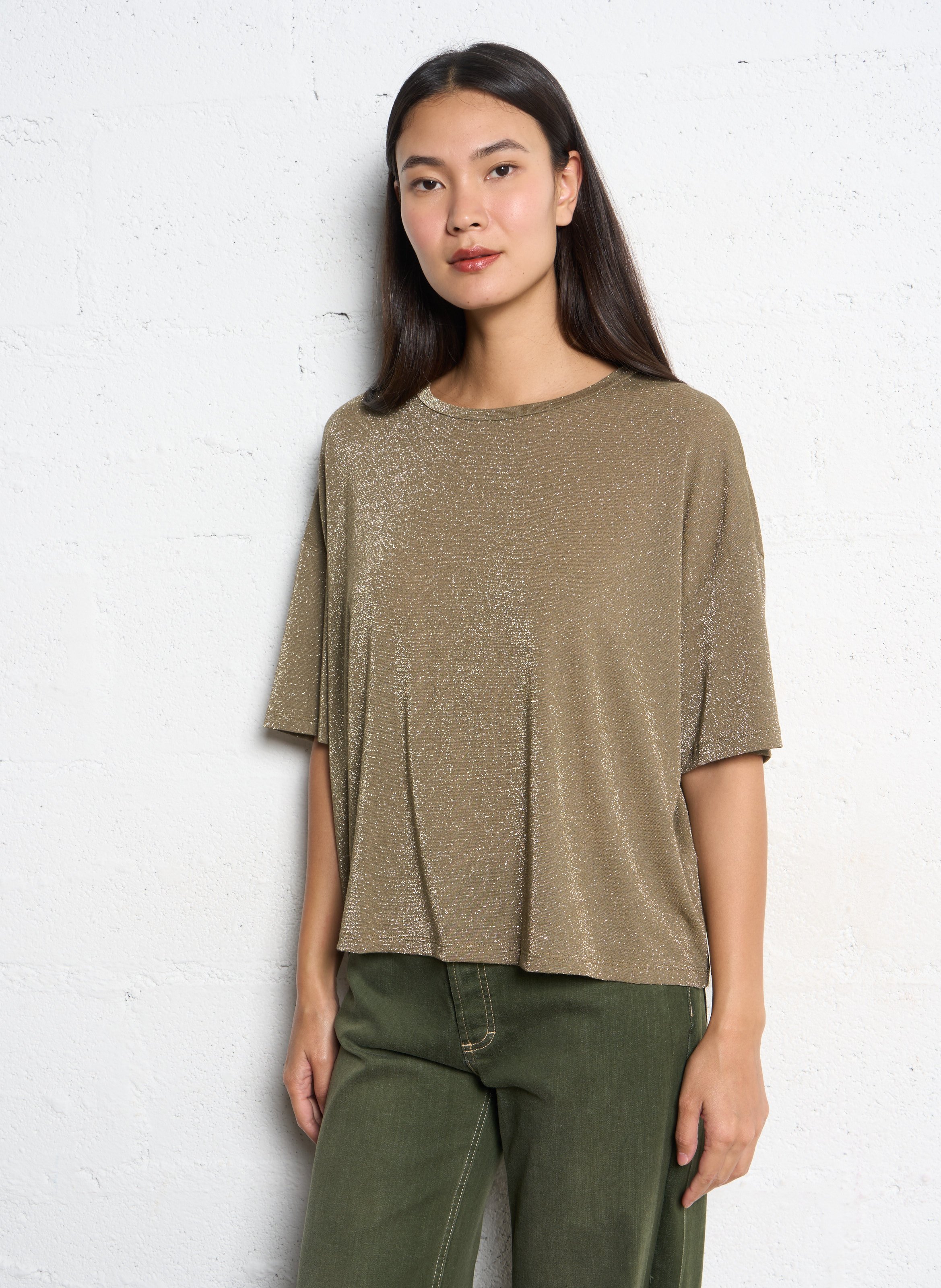 Tee-shirt fluide ample pailleté PLEASE