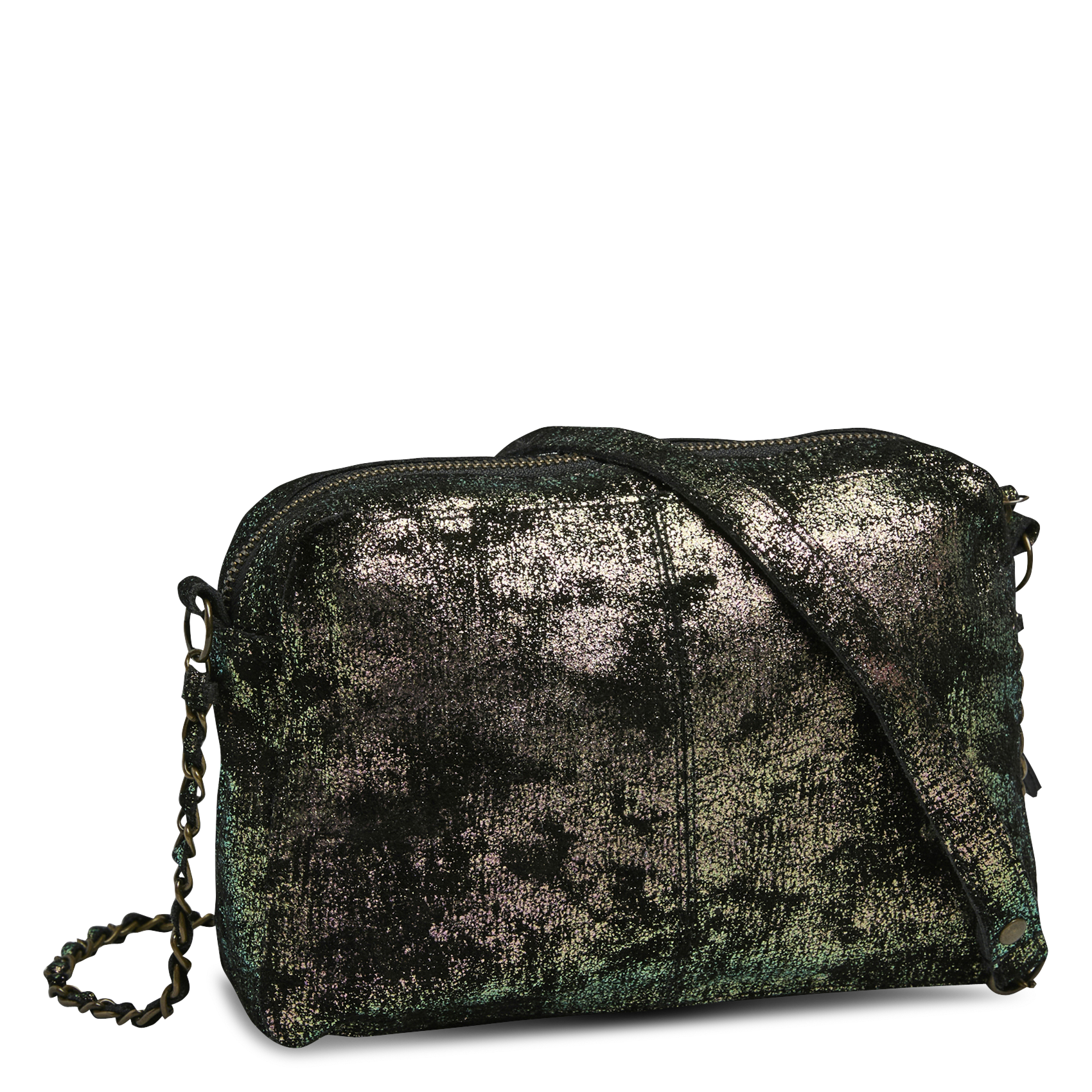 Metallic shoulder bag PIECES Black