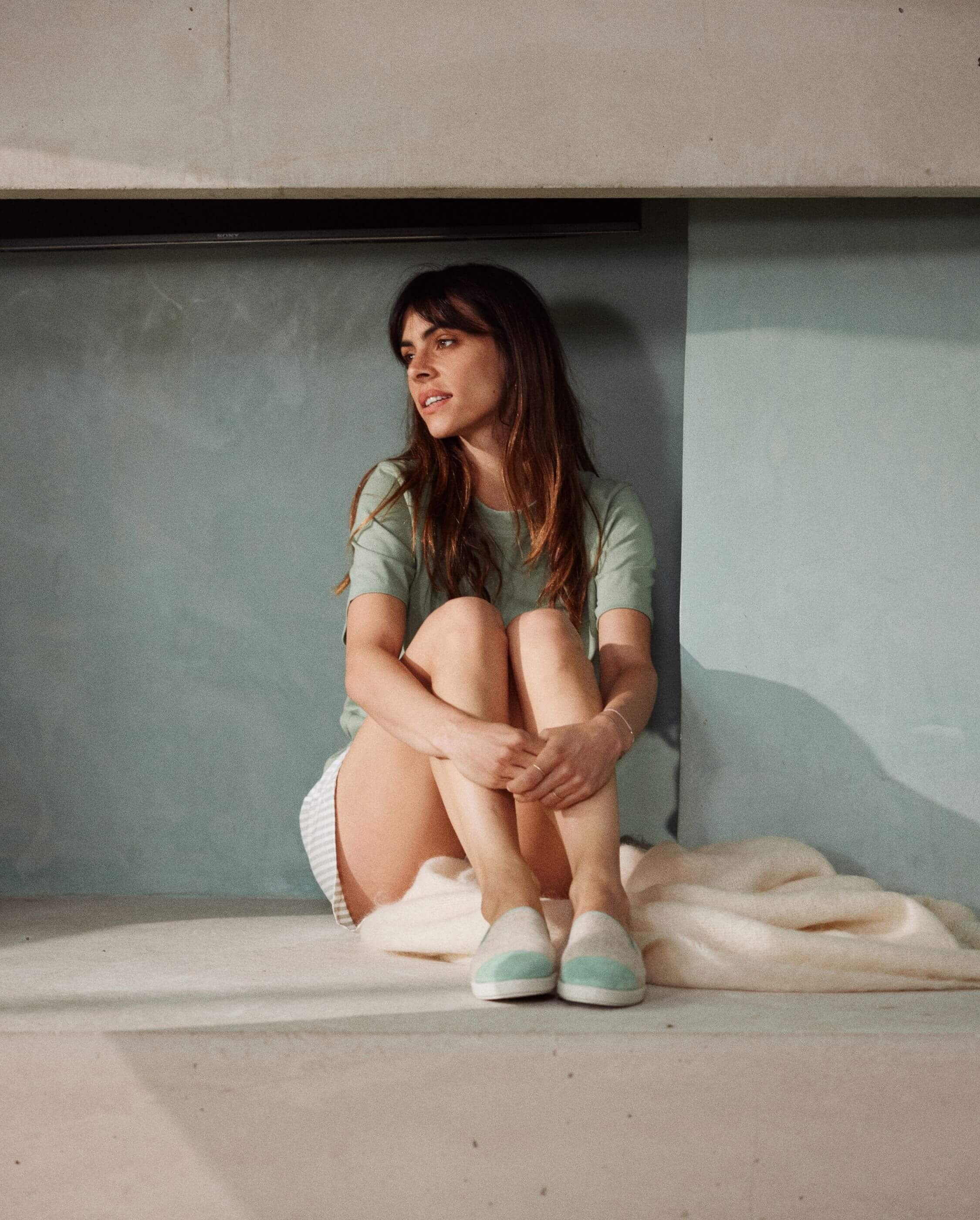 Women's wool slipper, sage beige ANGARDE Beige