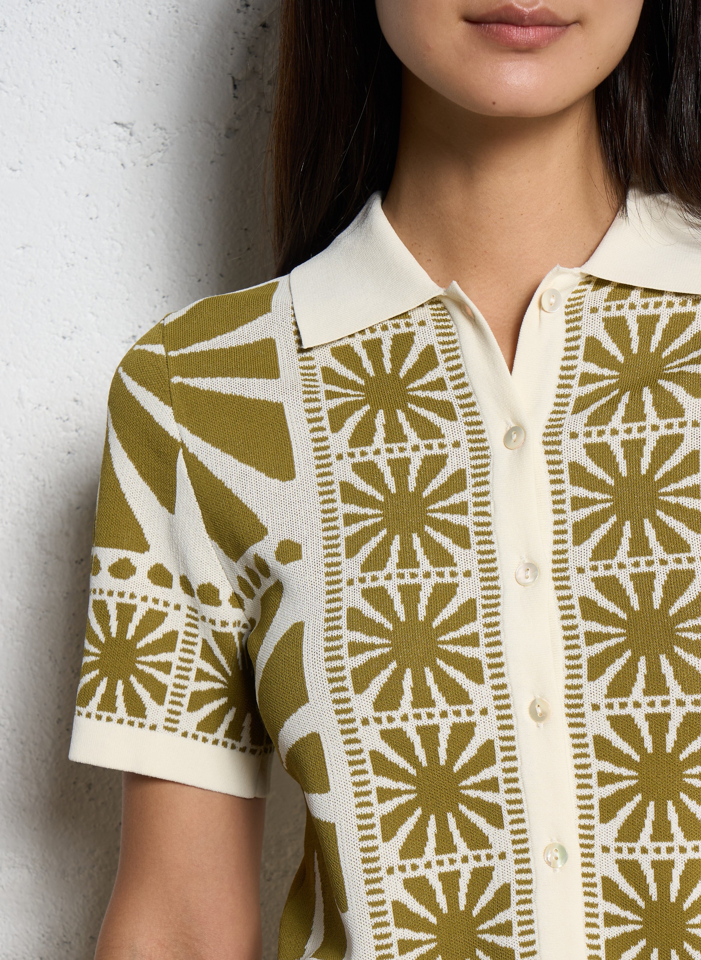 Gilet droit manches courtes imprimé SUNCOO Vert