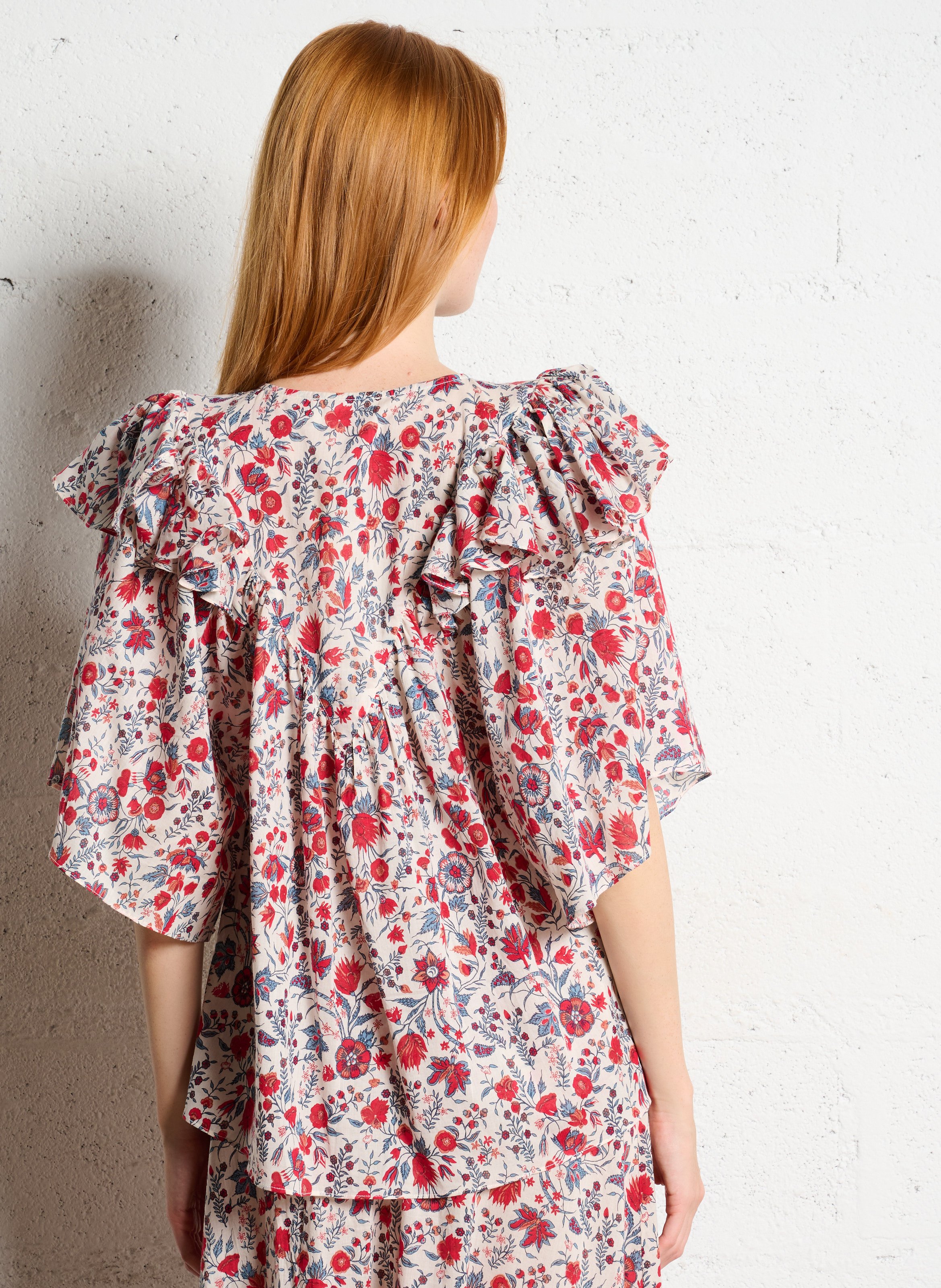 Baumwollbluse mit Rundhalsausschnitt ANTIK BATIK Mehrfarbig