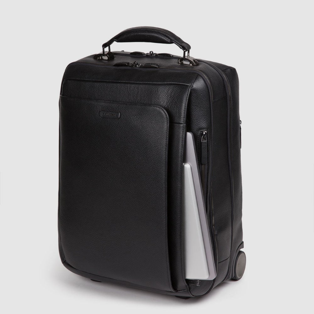 Carry-on suitcase with garment holder, padded compartment for computer and ipad® PIQUADRO Black