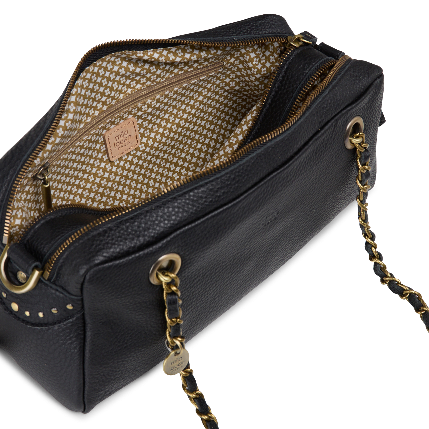 Leren clutch MILA LOUISE Zwart