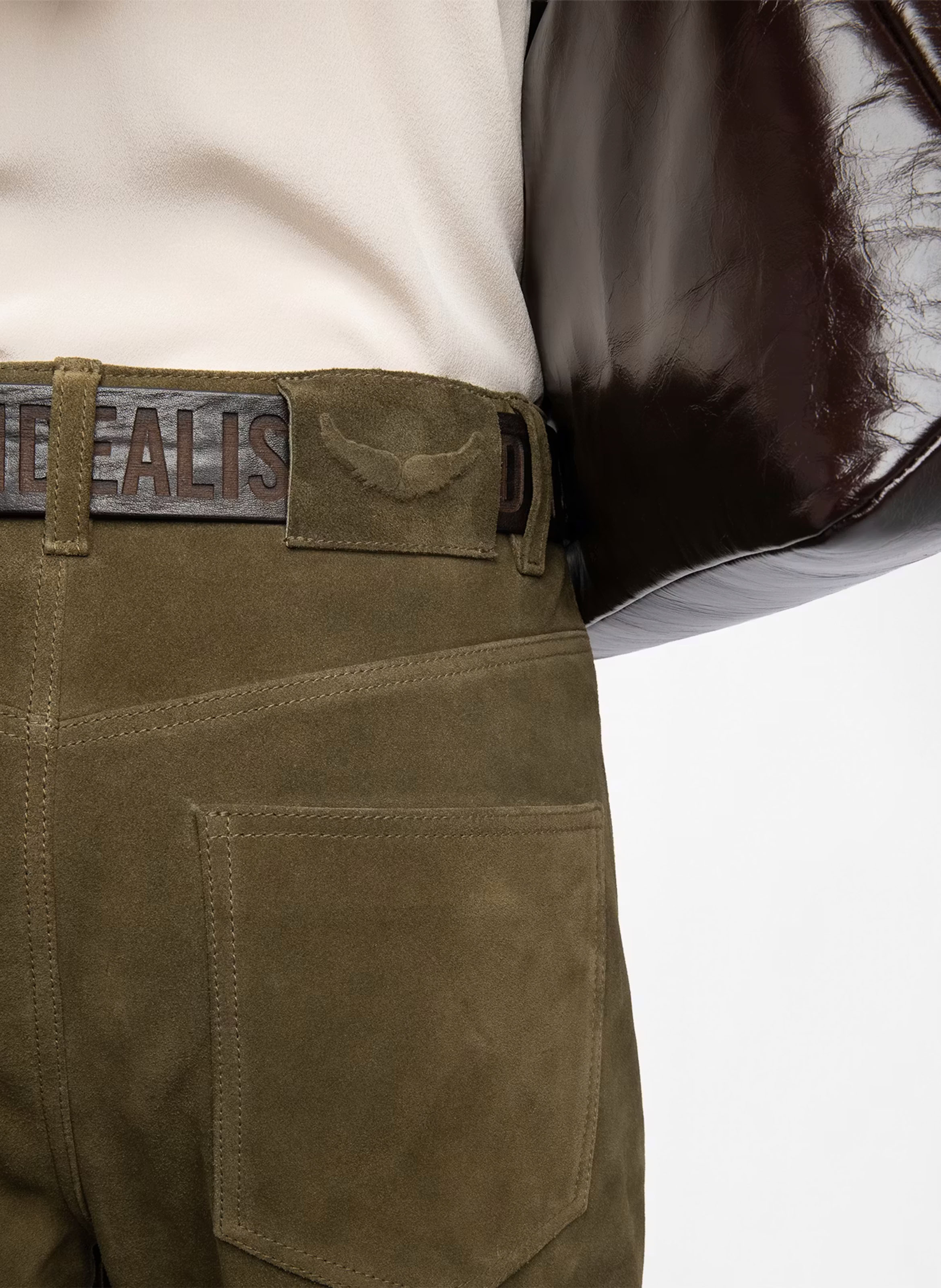 High-waisted straight leather pants ZADIG&VOLTAIRE Green