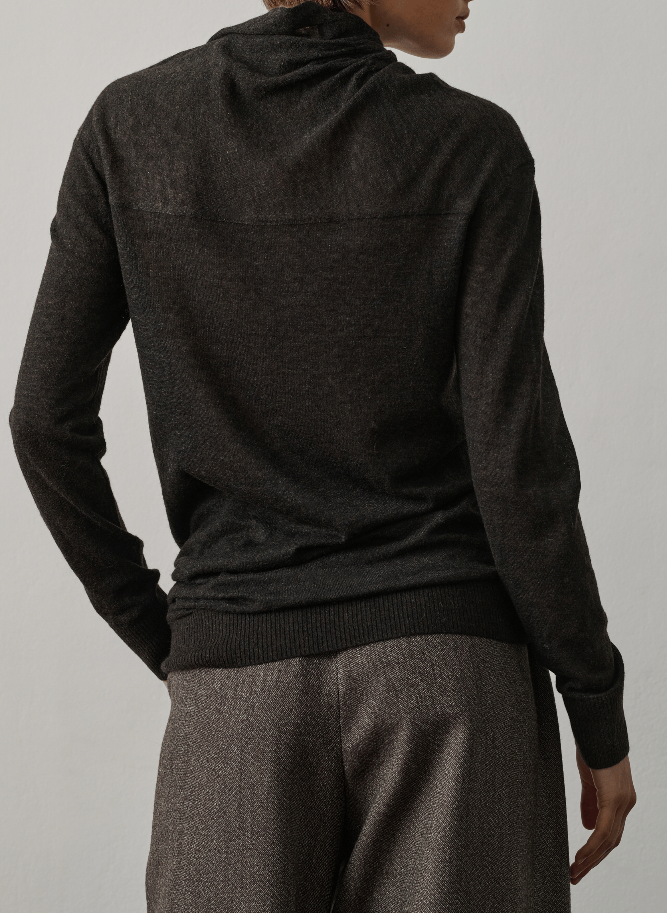 Pullover mit geradem, gerafftem Kragen aus Wollmischung SOEUR Braun