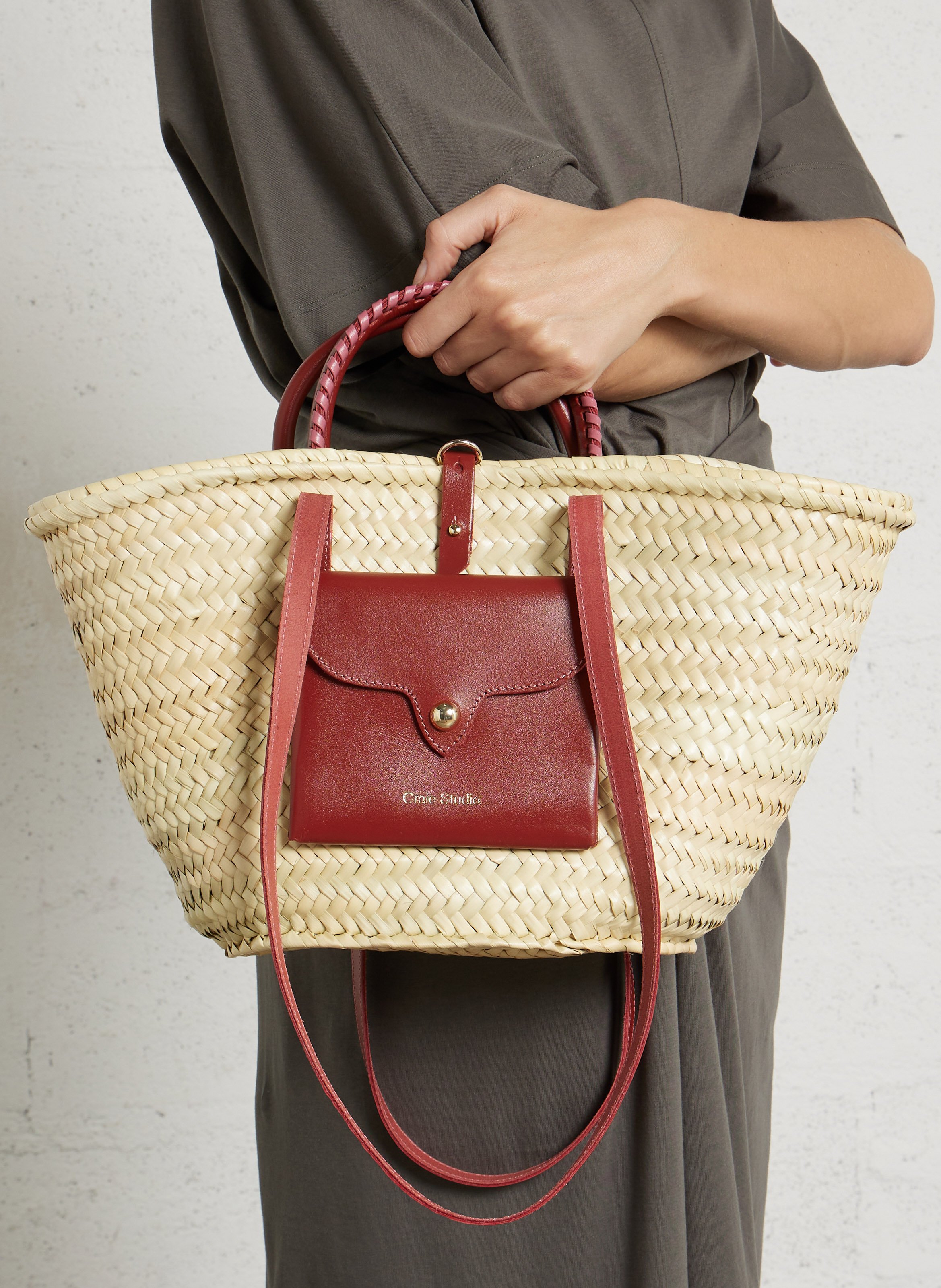 Panier tressé en doum CRAIE STUDIO Rouge