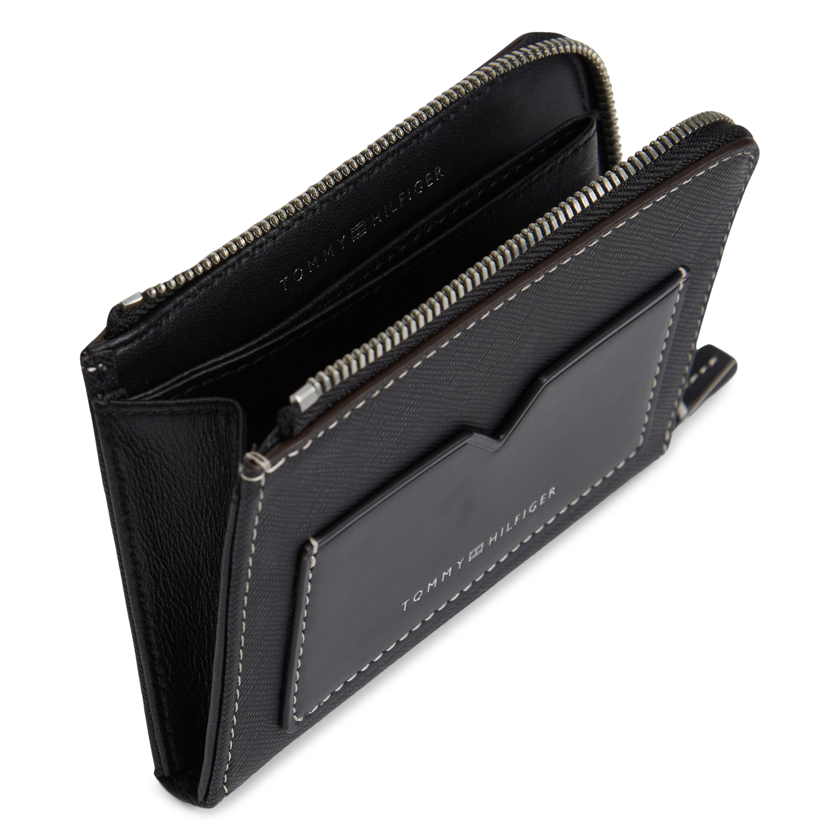 Kleine, leren portemonnee TOMMY HILFIGER Zwart