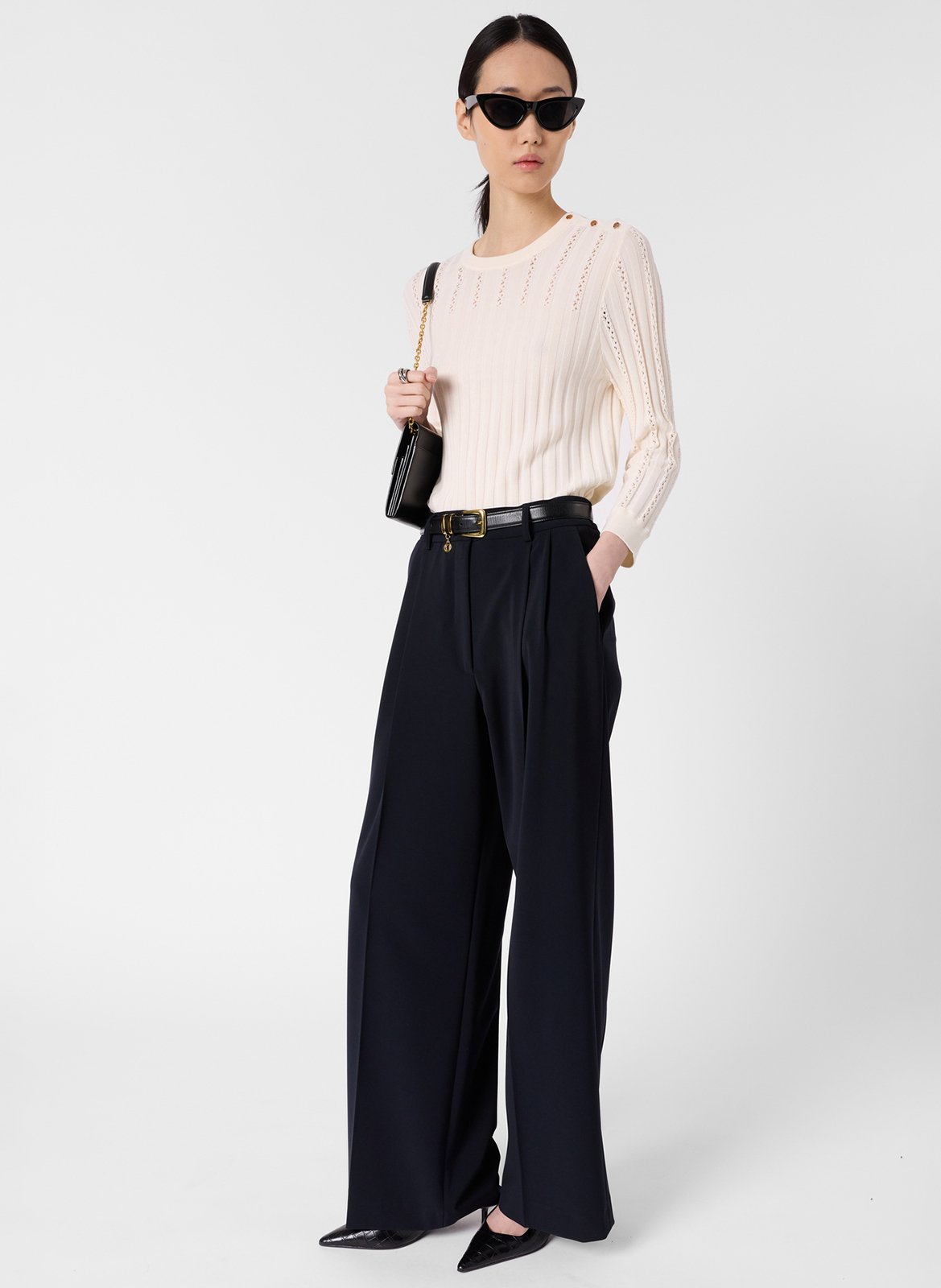 Pull droit col rond en coton mélangé GERARD DAREL Beige