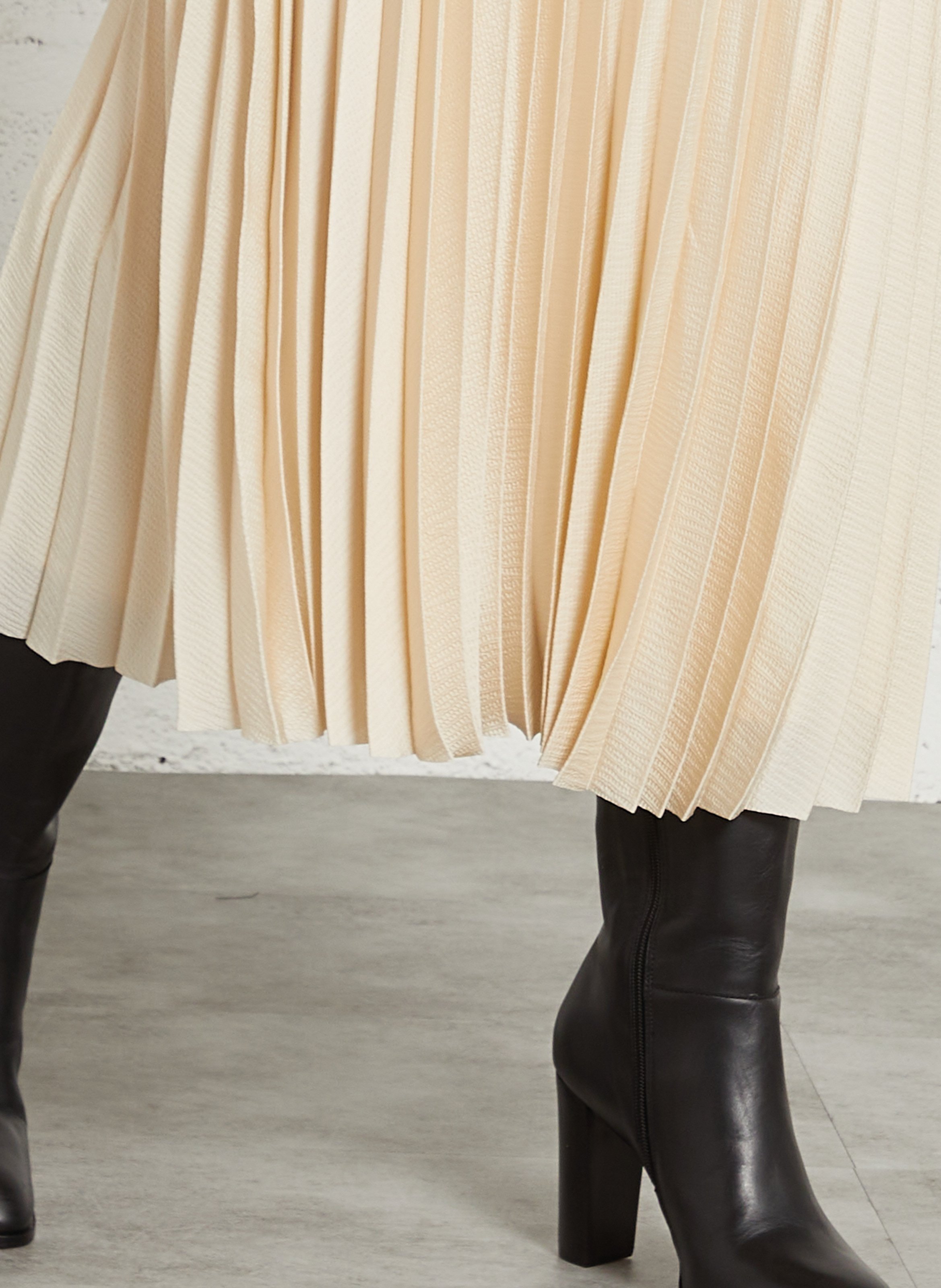 Robe longue col V plissée MAISON 123 Beige