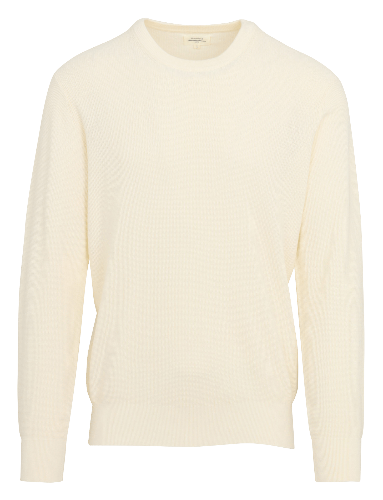 Gerader Rundhalsausschnitt-Pullover aus Waffelstrick. HARTFORD Beige