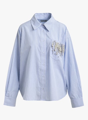 Armita - Pull Col Boutonné Blanc Noir Armita - Pull Col Boutonné Blanc Noir