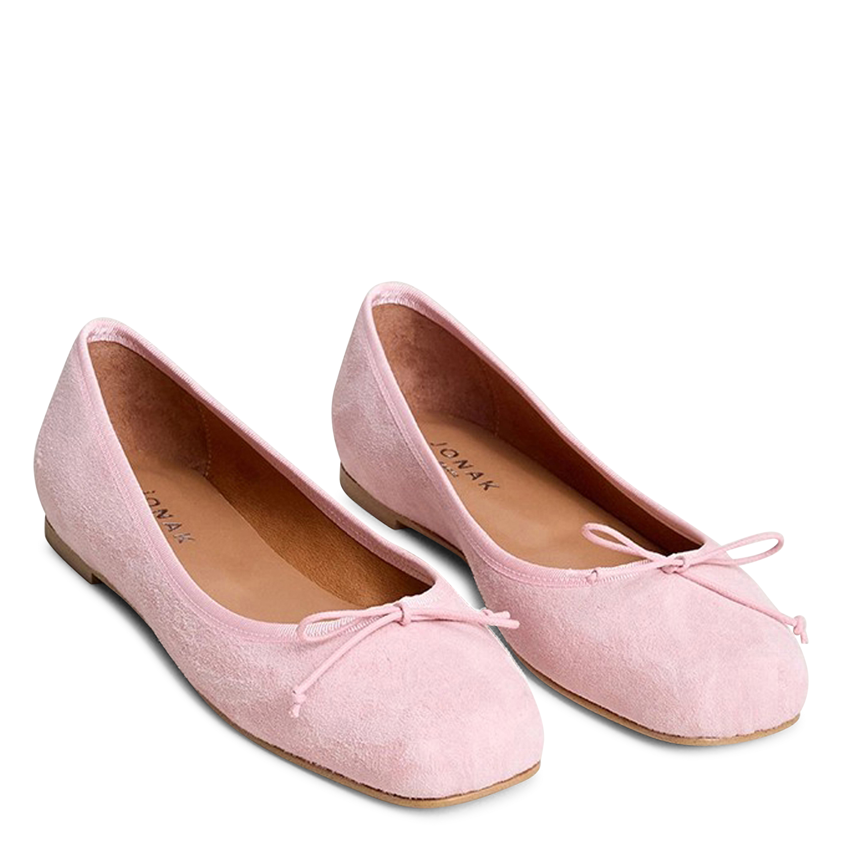 Square-toe suede leather ballerina flats JONAK Pink