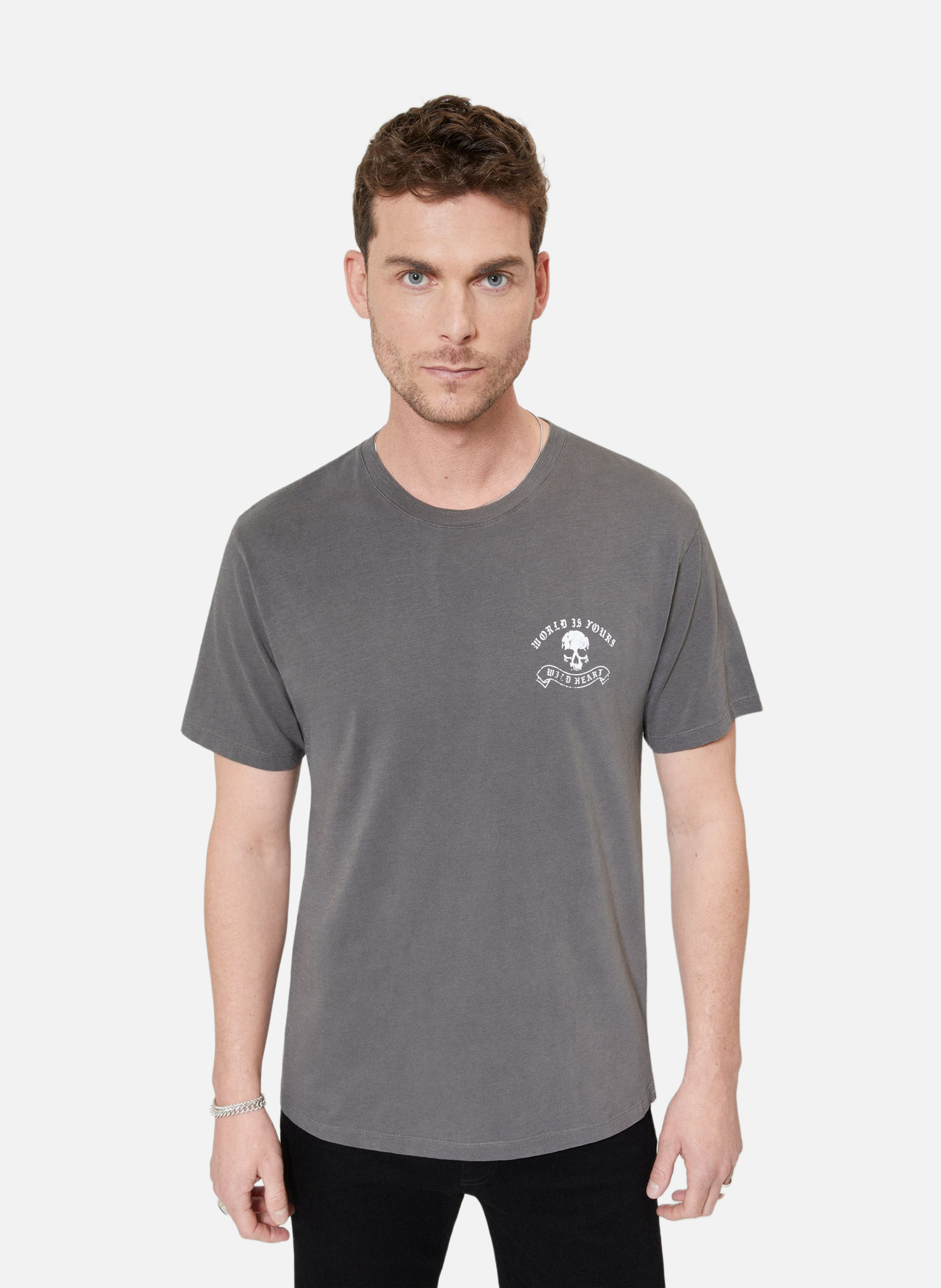 T-shirt with skull screen print THE KOOPLES Grey