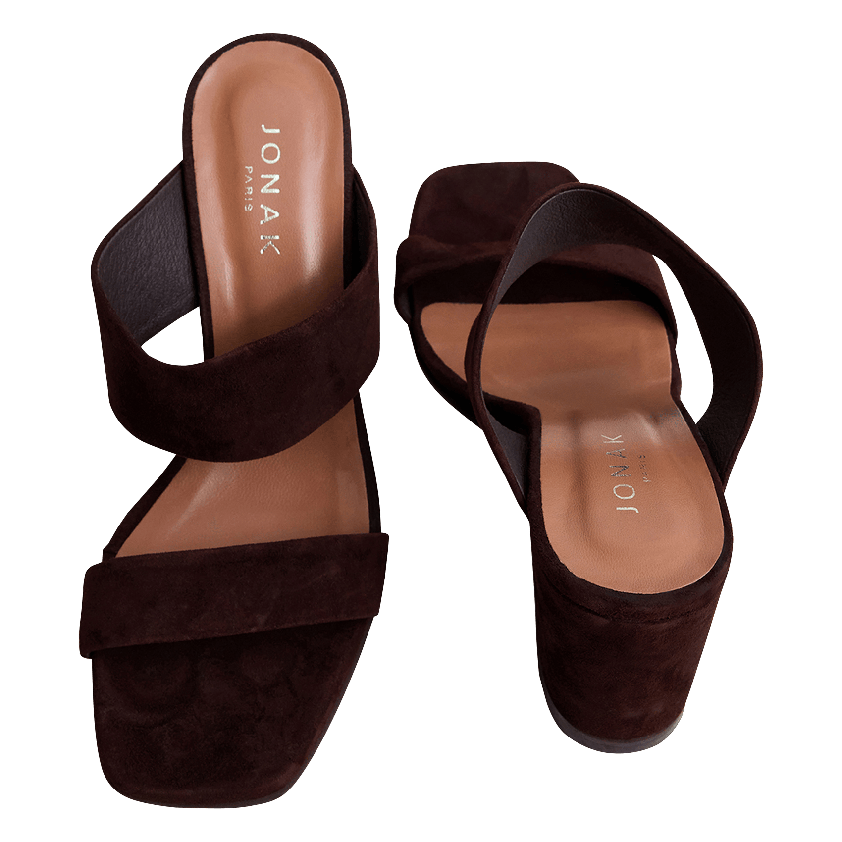 Mules hautes en cuir Marron