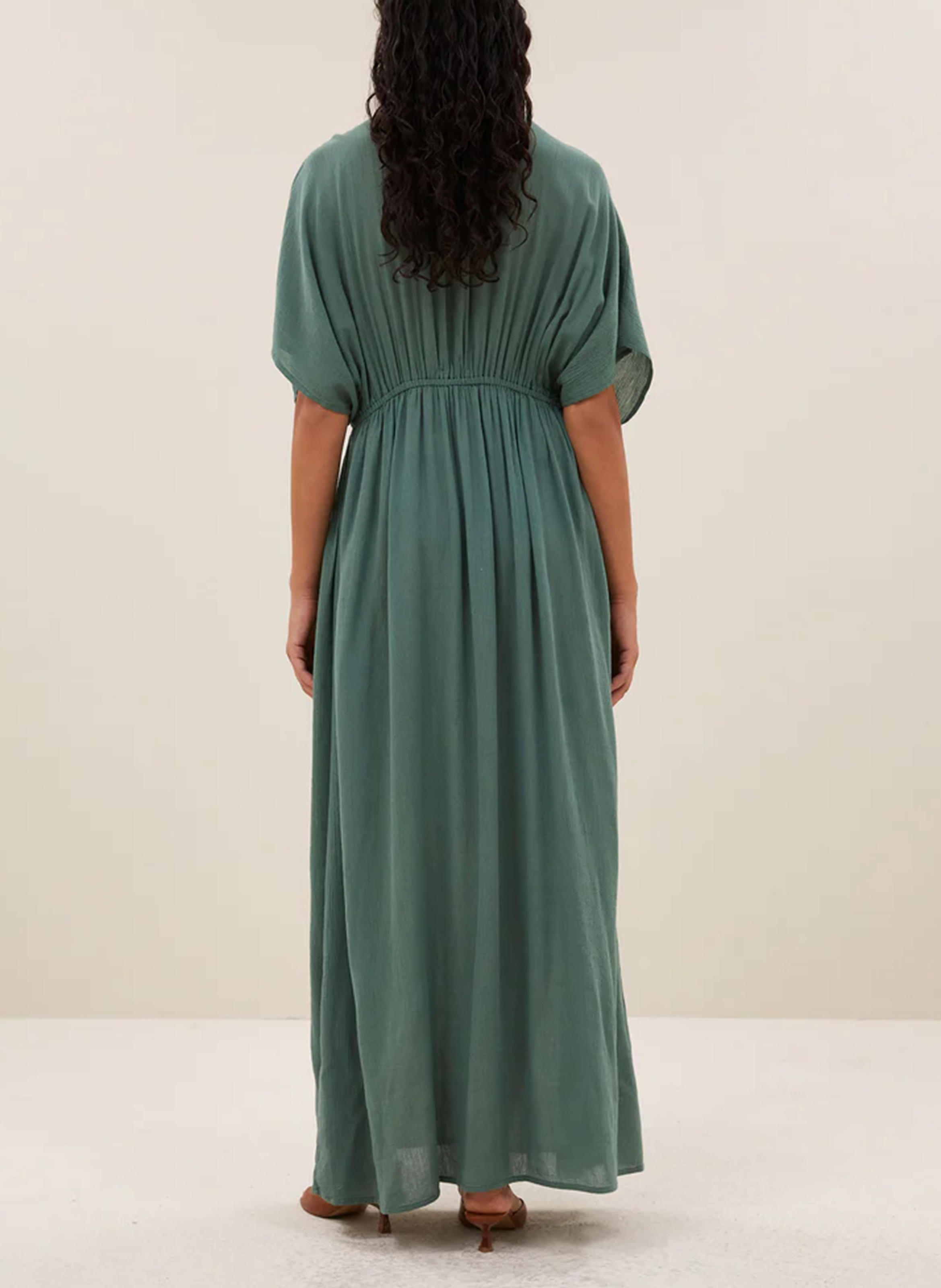 Robe longue ample en coton mélangé BY BAR Vert