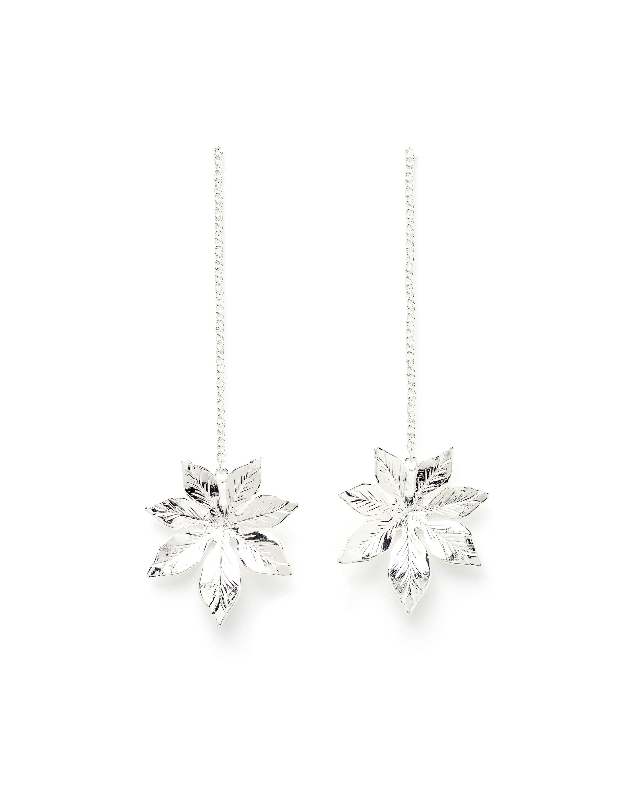 Silver-plated flower drop earrings MONSIEUR SIMONE Silver