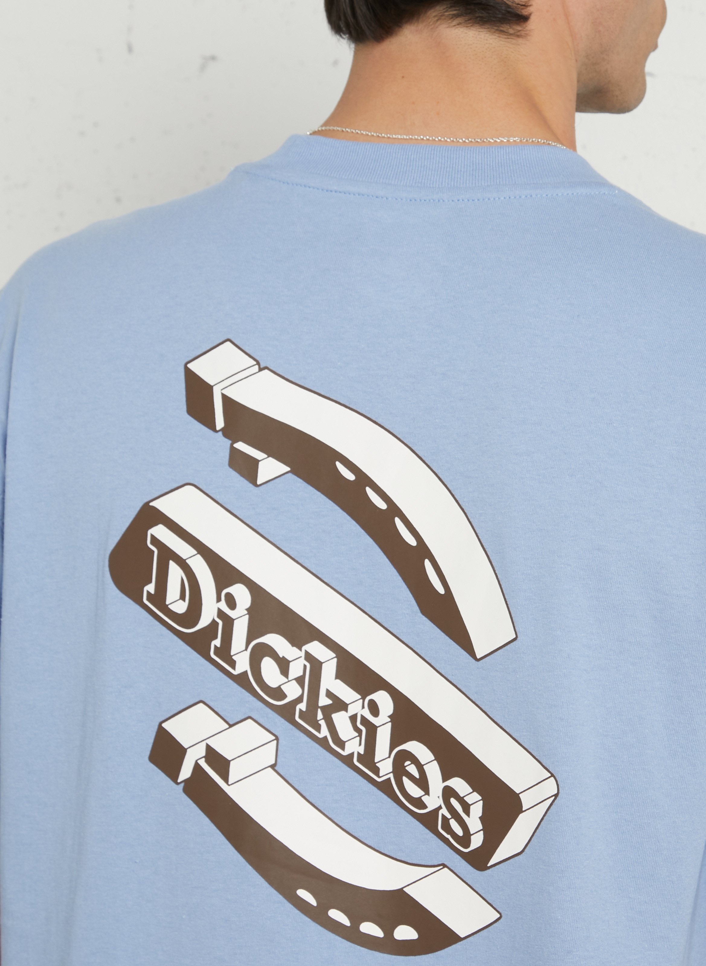 Tee-shirt droit col rond sérigraphié en coton DICKIES Bleu