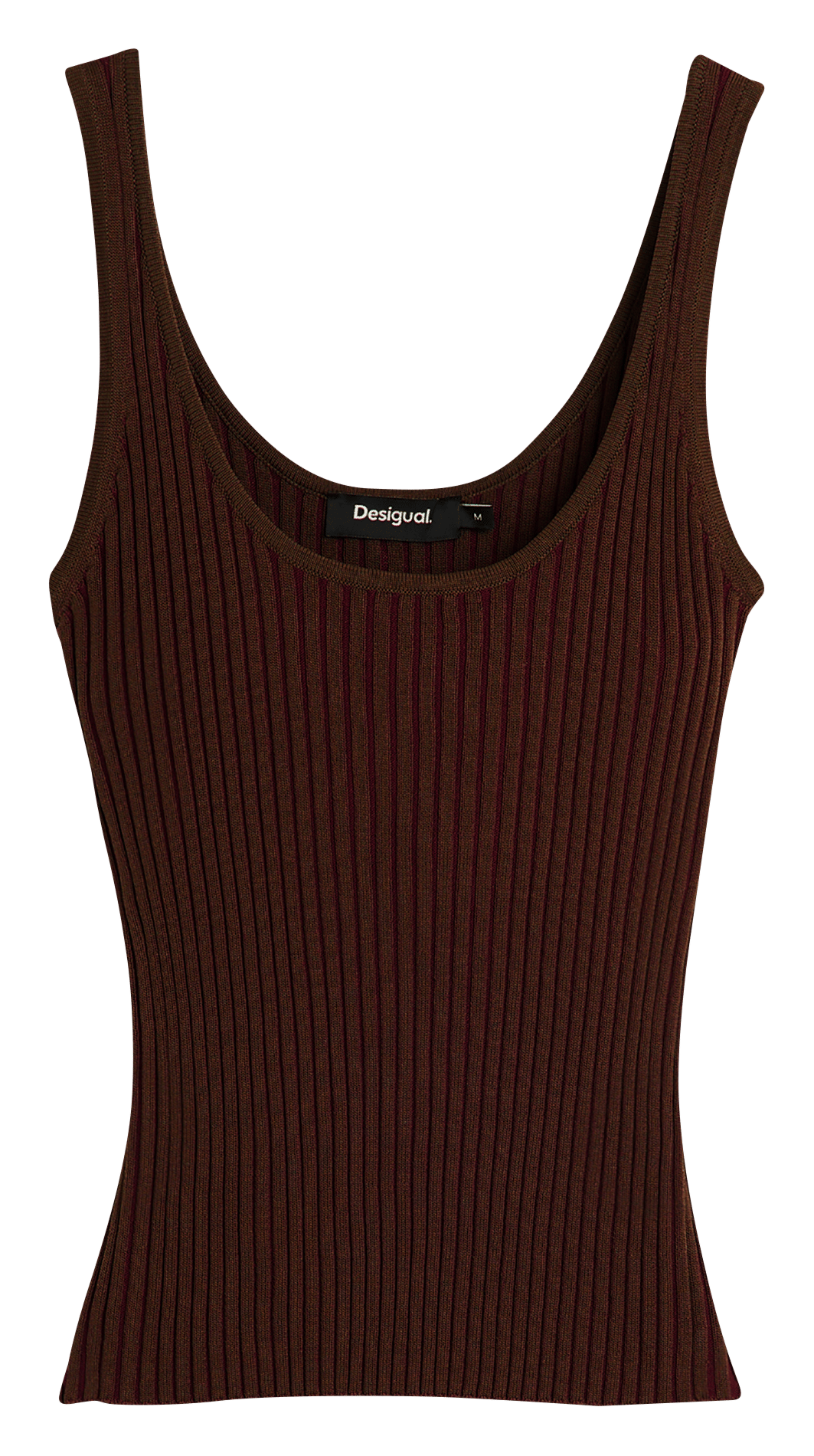 Débardeur col rond en maille côtelée DESIGUAL Marron