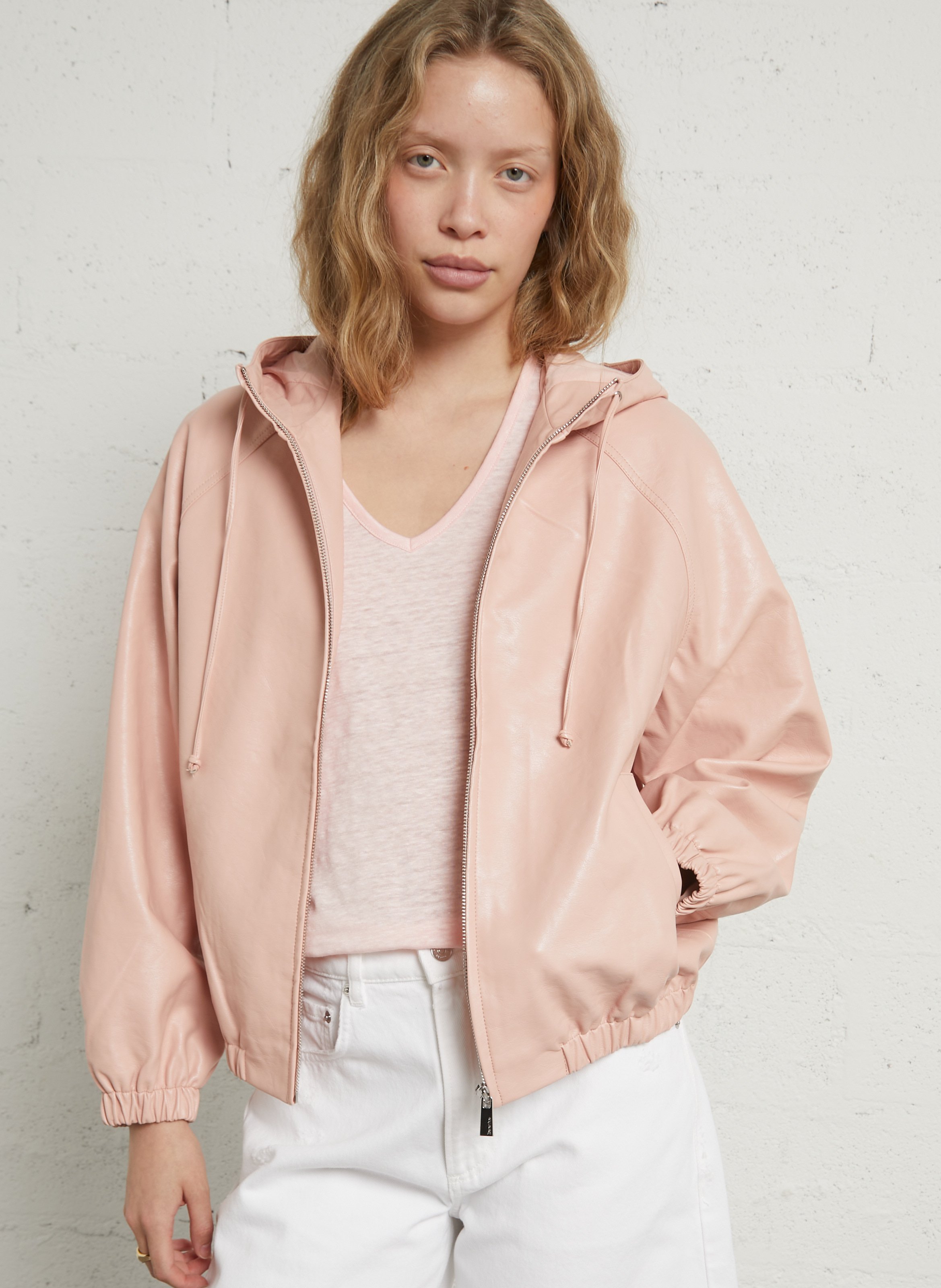 Blouson droit col montant BERENICE Rose