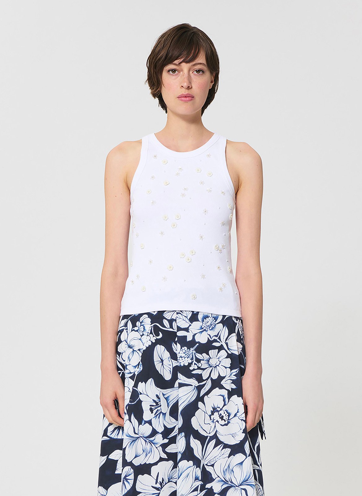 Strakke singlet | katoenblend TARA JARMON Wit