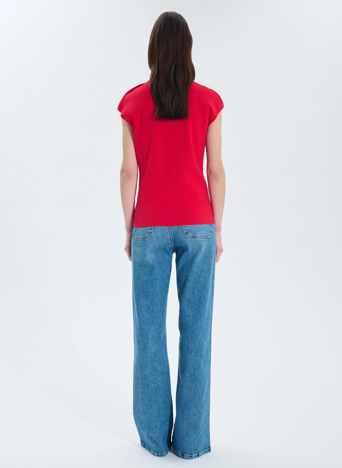 Fitted high-neck cotton blend sweater ZAPA Red