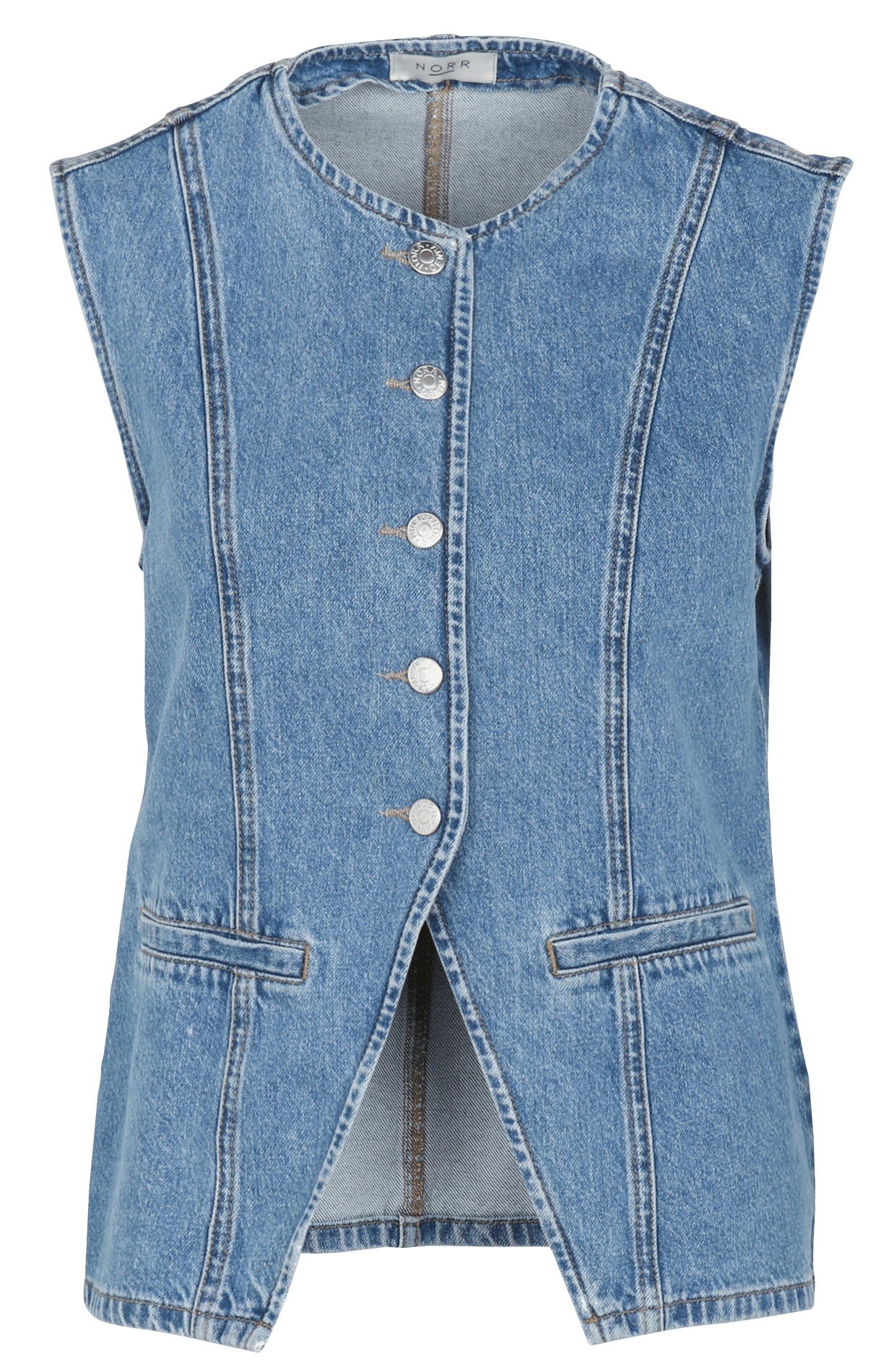 Chaqueta de cuello redondo de algodón orgánico mezclado NORR Azul