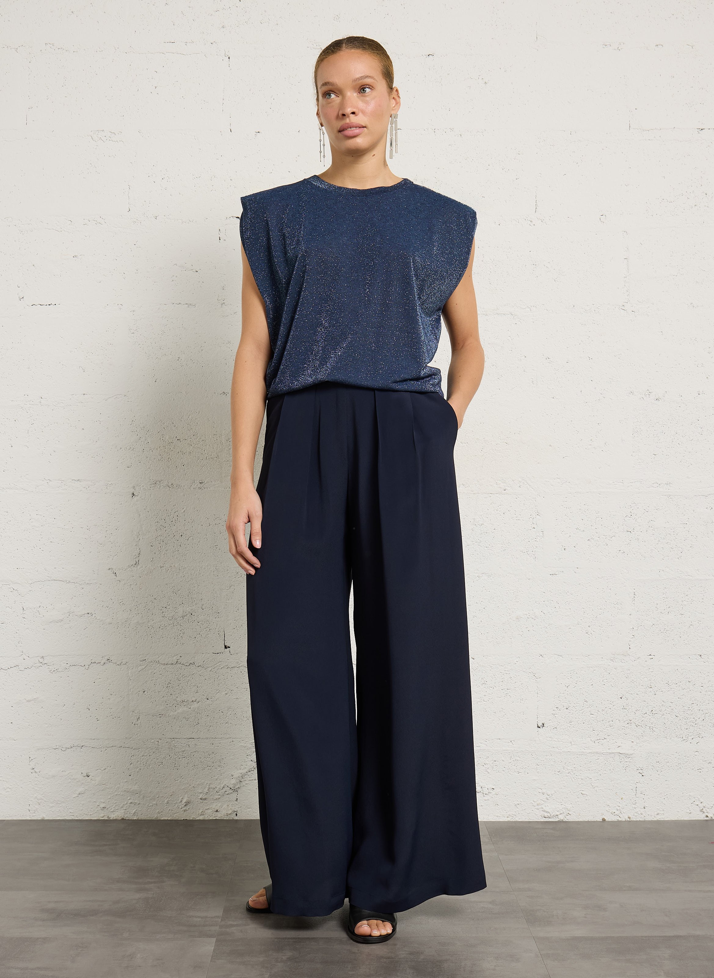 Rundhals-Top aus Strick MOMONI Blau