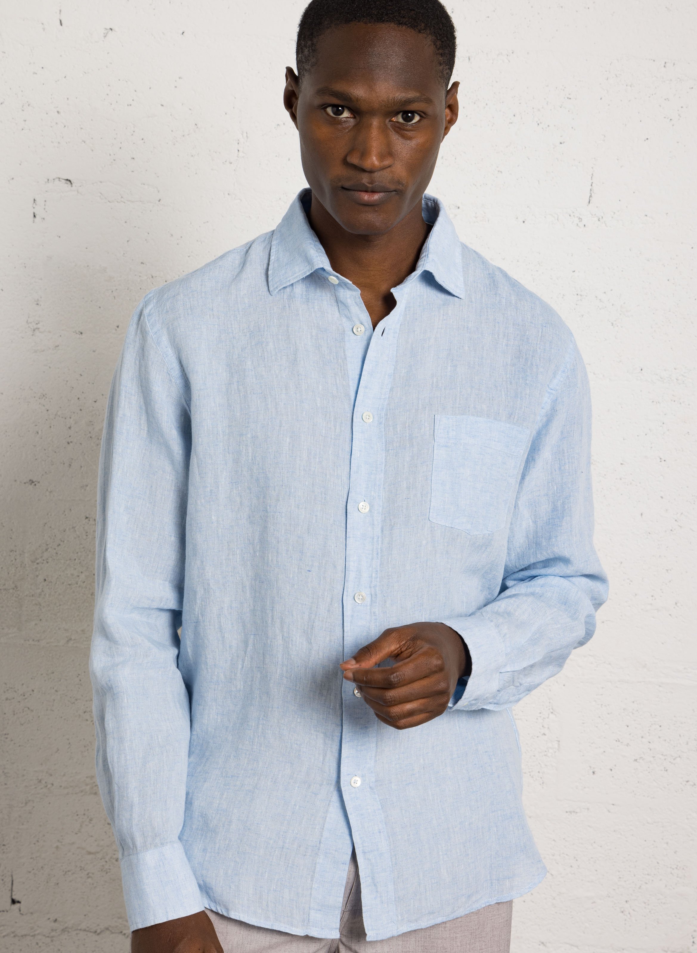 Geruit, linnen overhemd met klassieke kraag HARTFORD