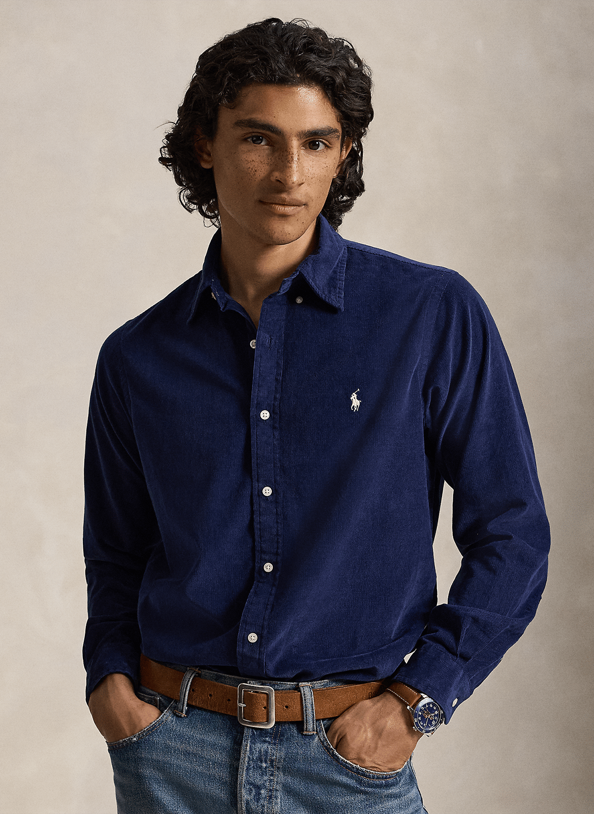Regular-fit corduroy shirt with button-down collar POLO RALPH LAUREN Blue