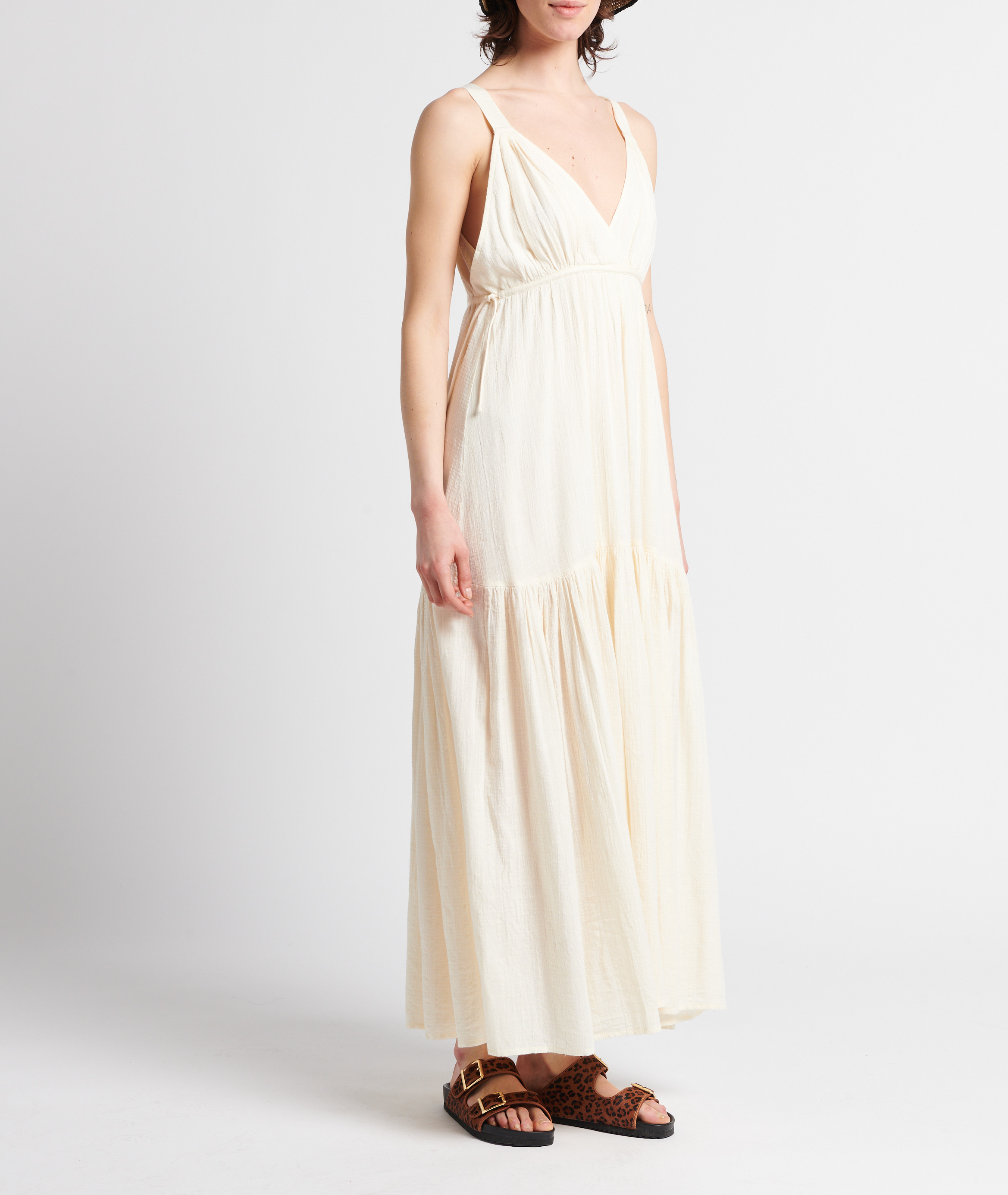 Robe longue droite à bretelles SWILDENS Blanc