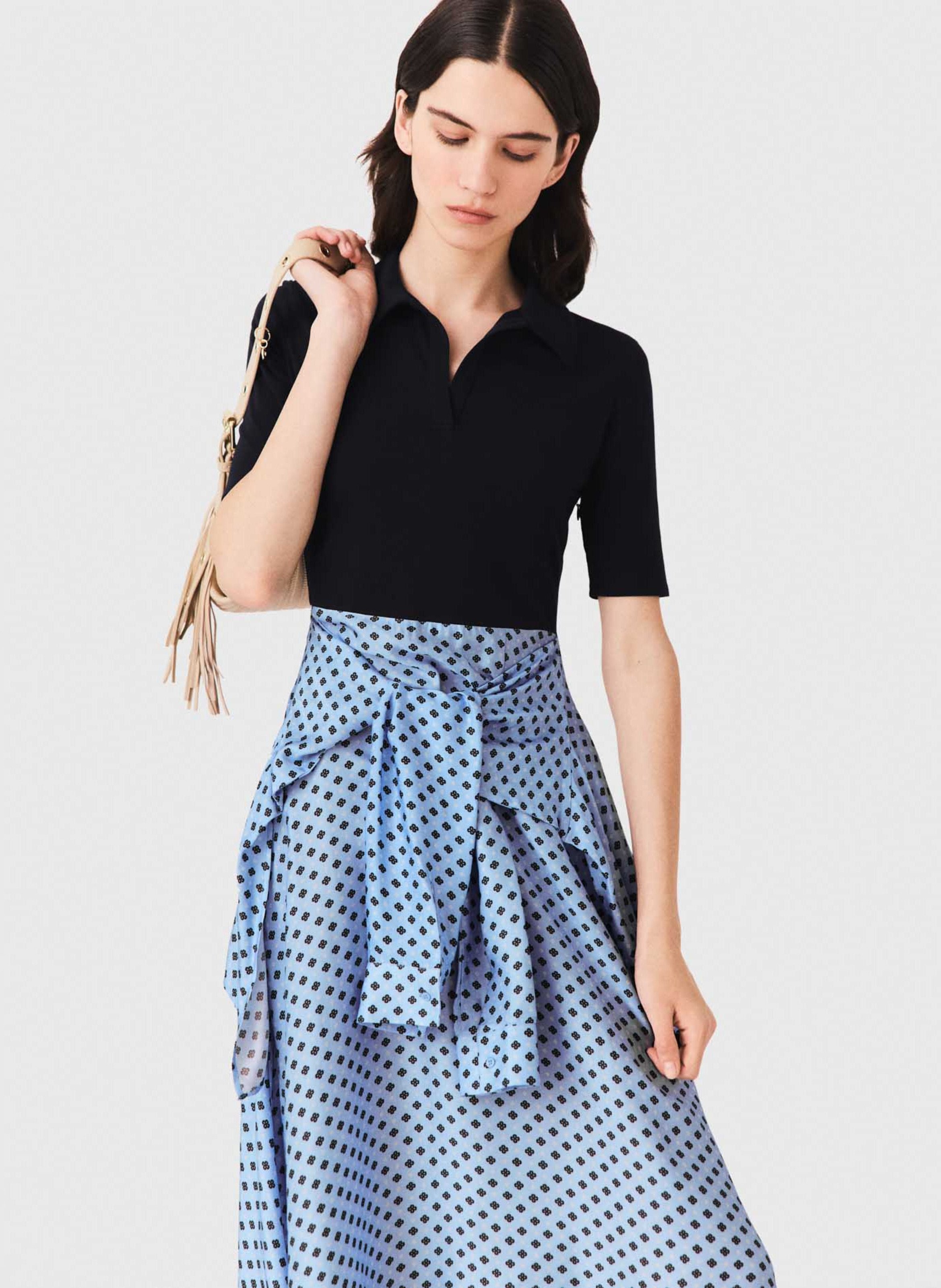 Robe longue asymétrique MAJE Bleu