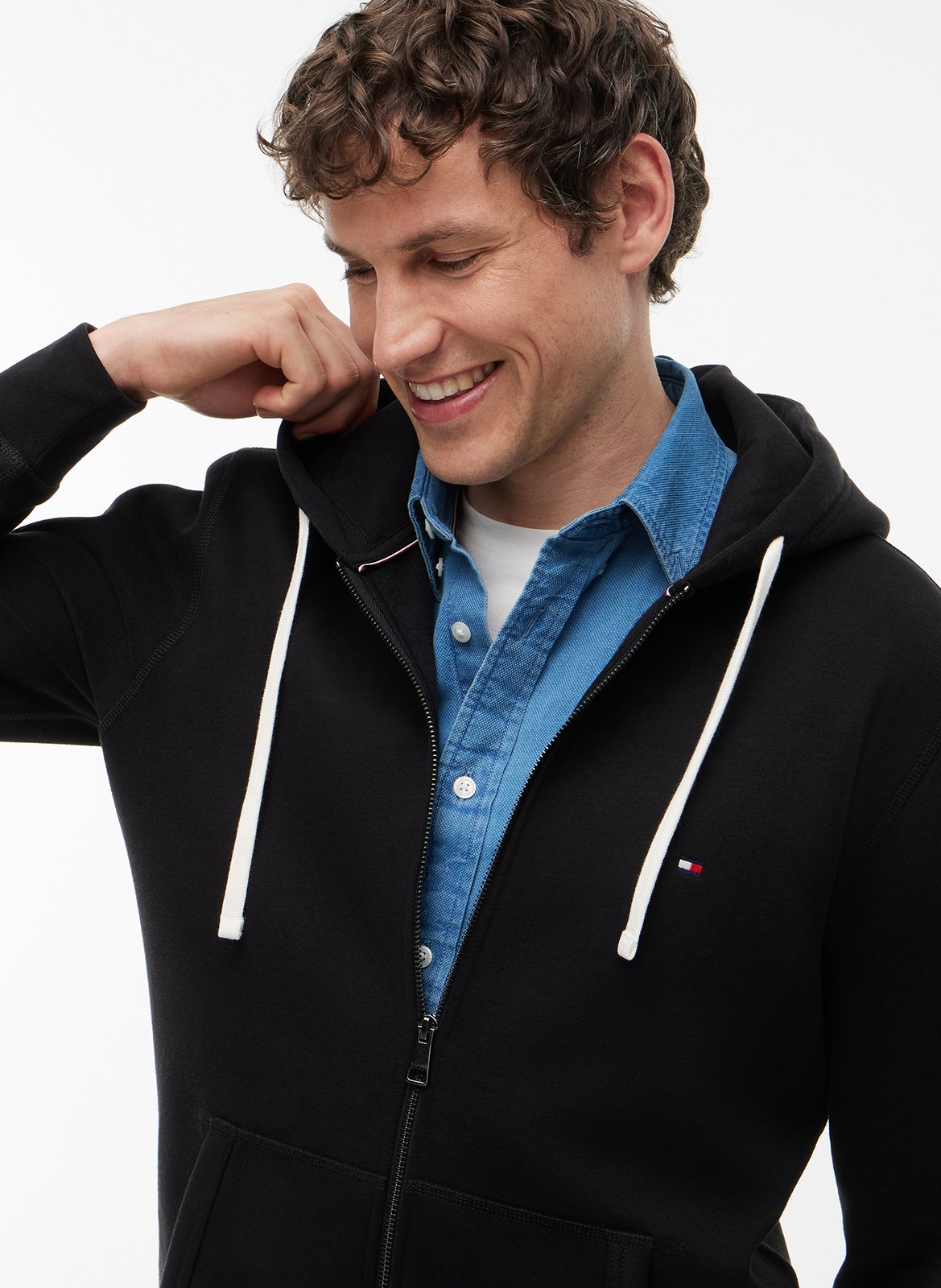 Kapuzensweatshirt aus Baumwoll-Mix mit Reißverschluss TOMMY HILFIGER Schwarz