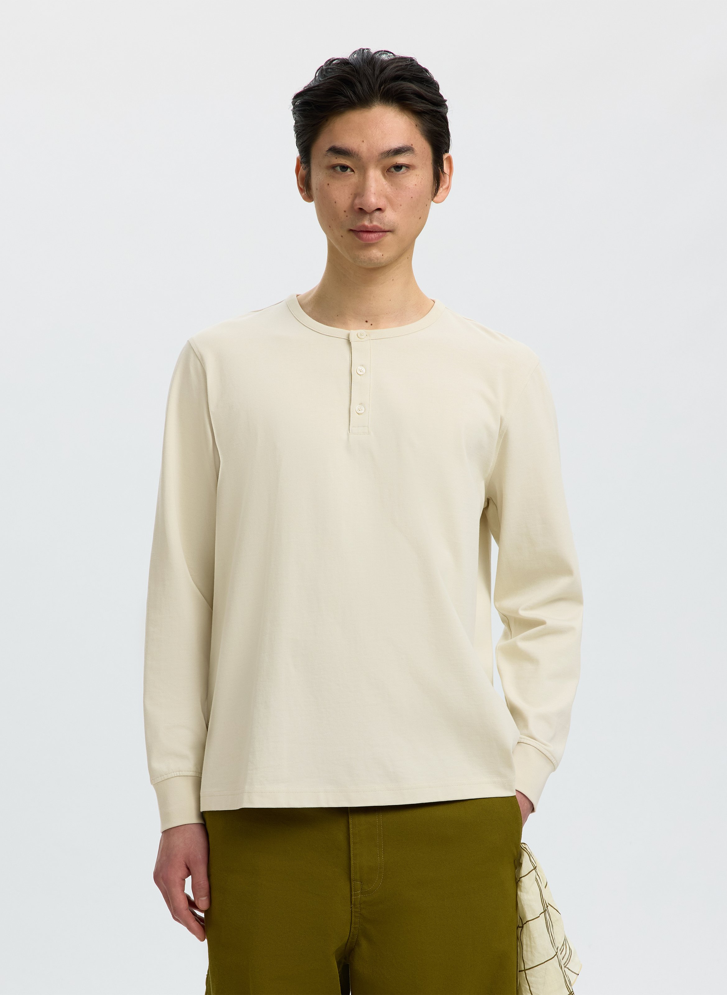 Tee-shirt col rond boutonné uni SELECTED