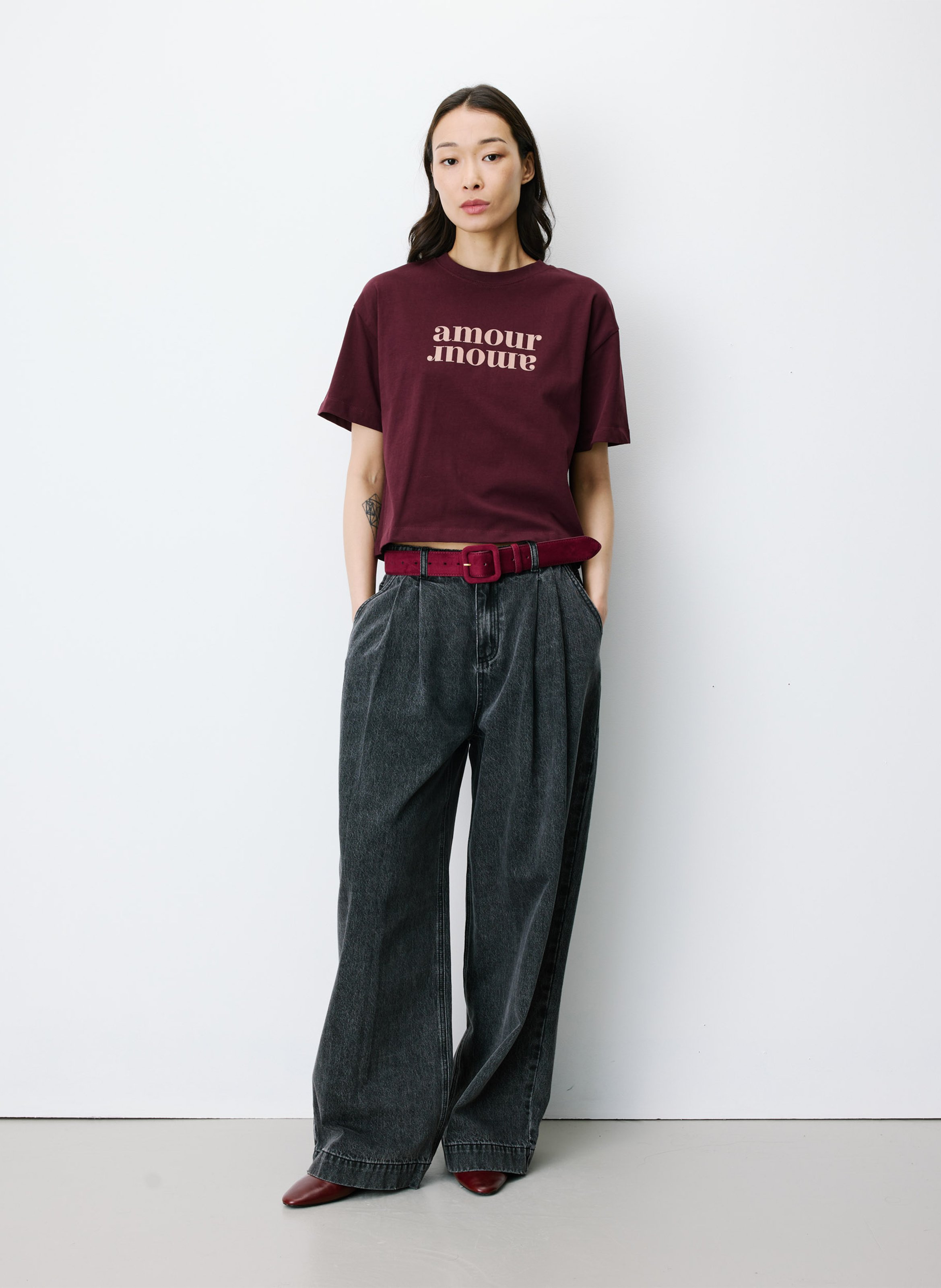 Tee-shirt droit col rond en coton GRACE ET MILA Rouge