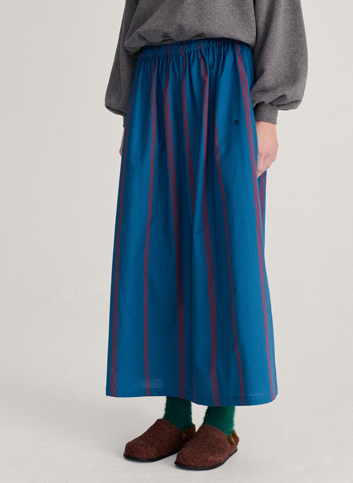 Jupe évasée taille haute rayée BOBO CHOSES Bleu